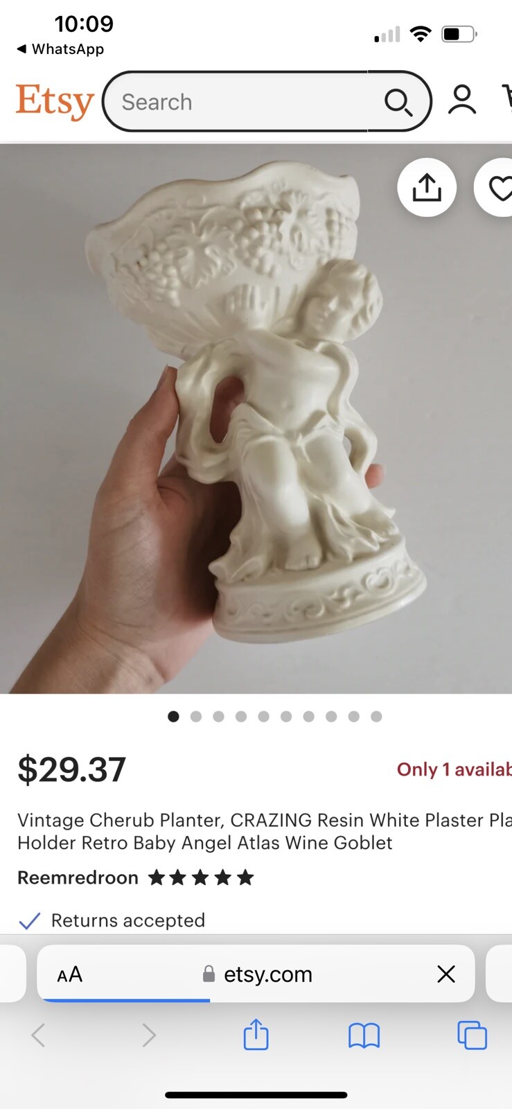  Metal Cherub Planter solid, 3 lbs 12-14 ounces and 7.5″ tall, base 5.25″ across