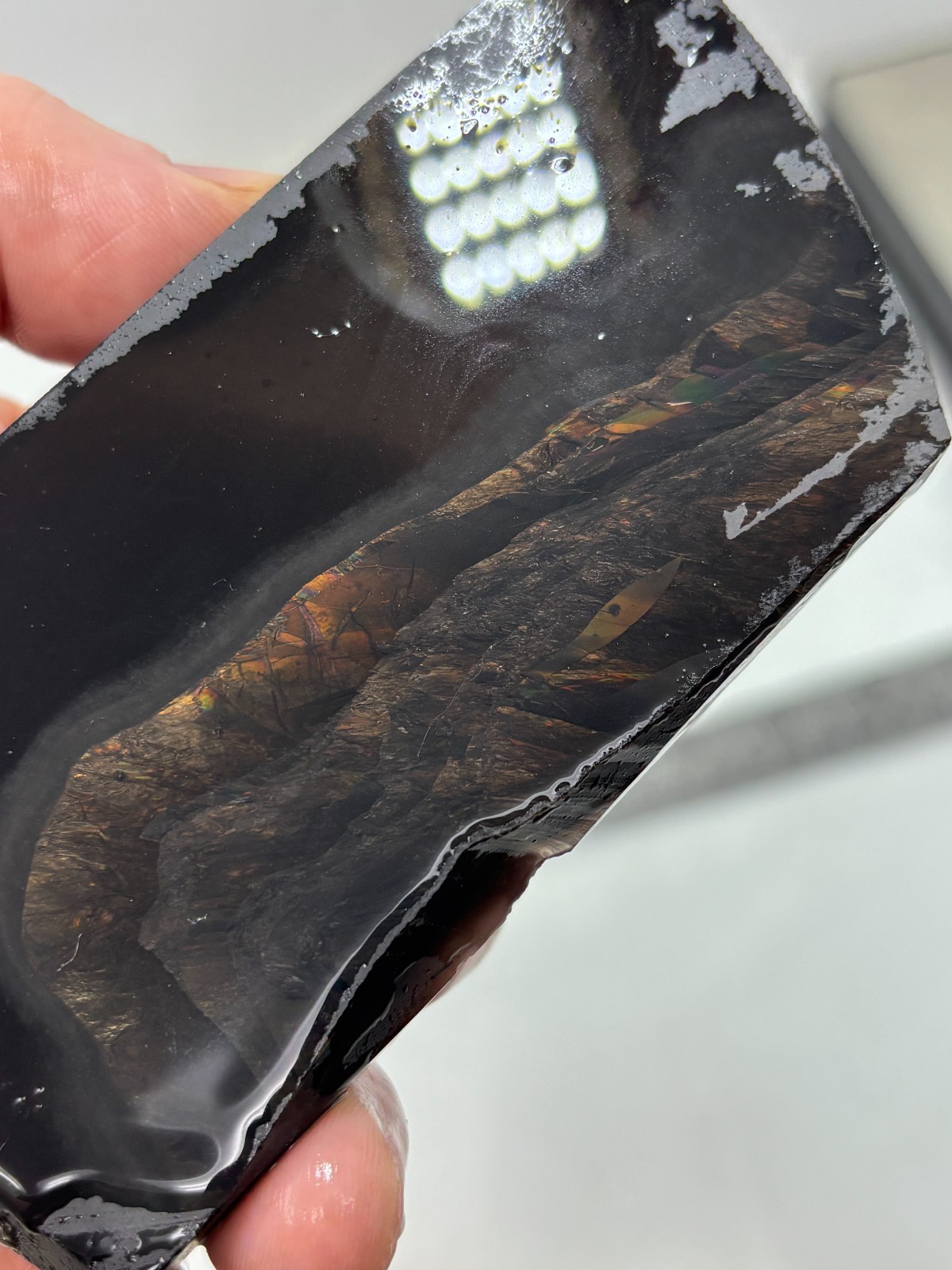Fire Obsidian Slab Lapidary Cabbing Knapping Combo ship avail