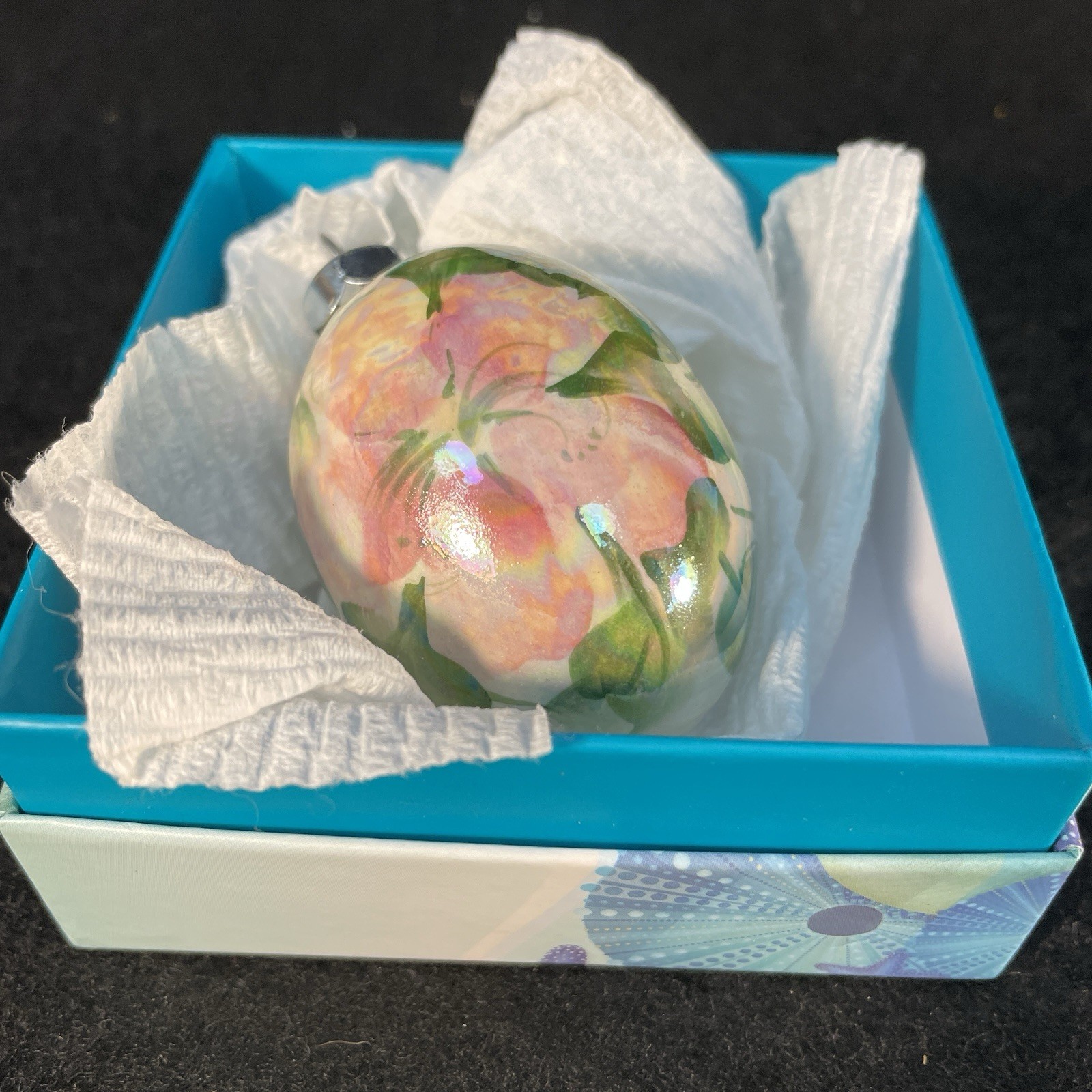 Hand Painted Hanging Floral Easter Egg Christmas Ornament Artist Signed