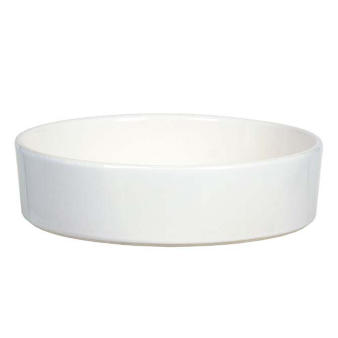 Japanese 8.5″D White Ikebana Vase Suiban Ceramic Round Bonsai Flower Container
