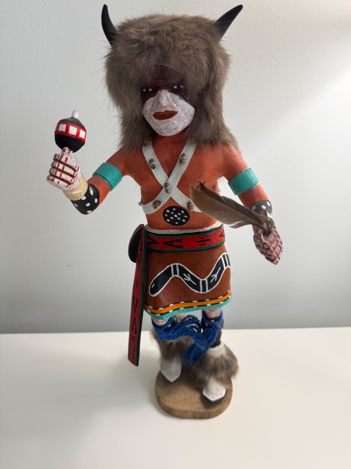 Authentic Hand-carved Hopi Buffalo Kachina Doll