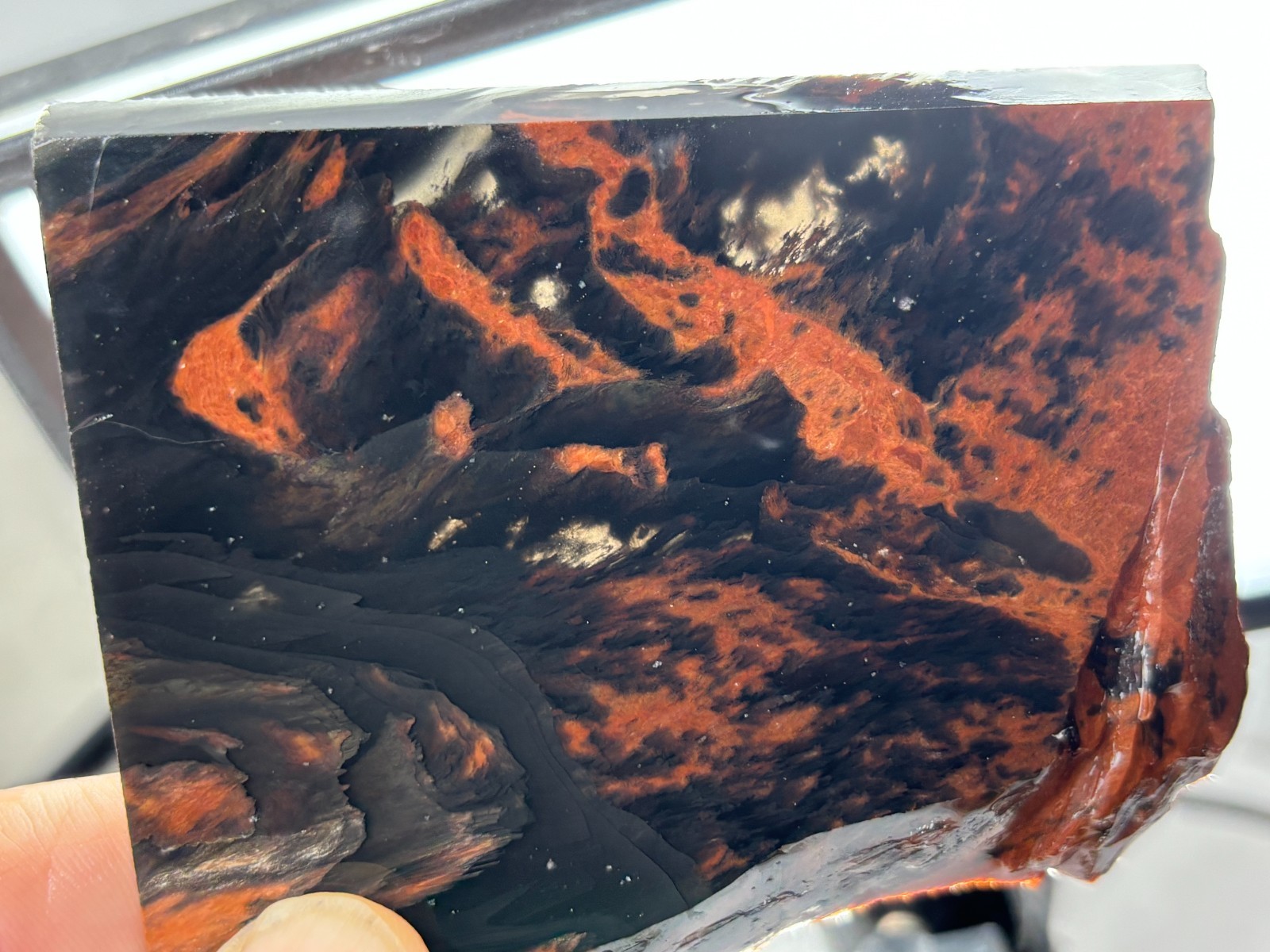 Tri-flow Sheen/Lace Obsidian Slab Lapidary Cabbing Knapping Combo ship avail