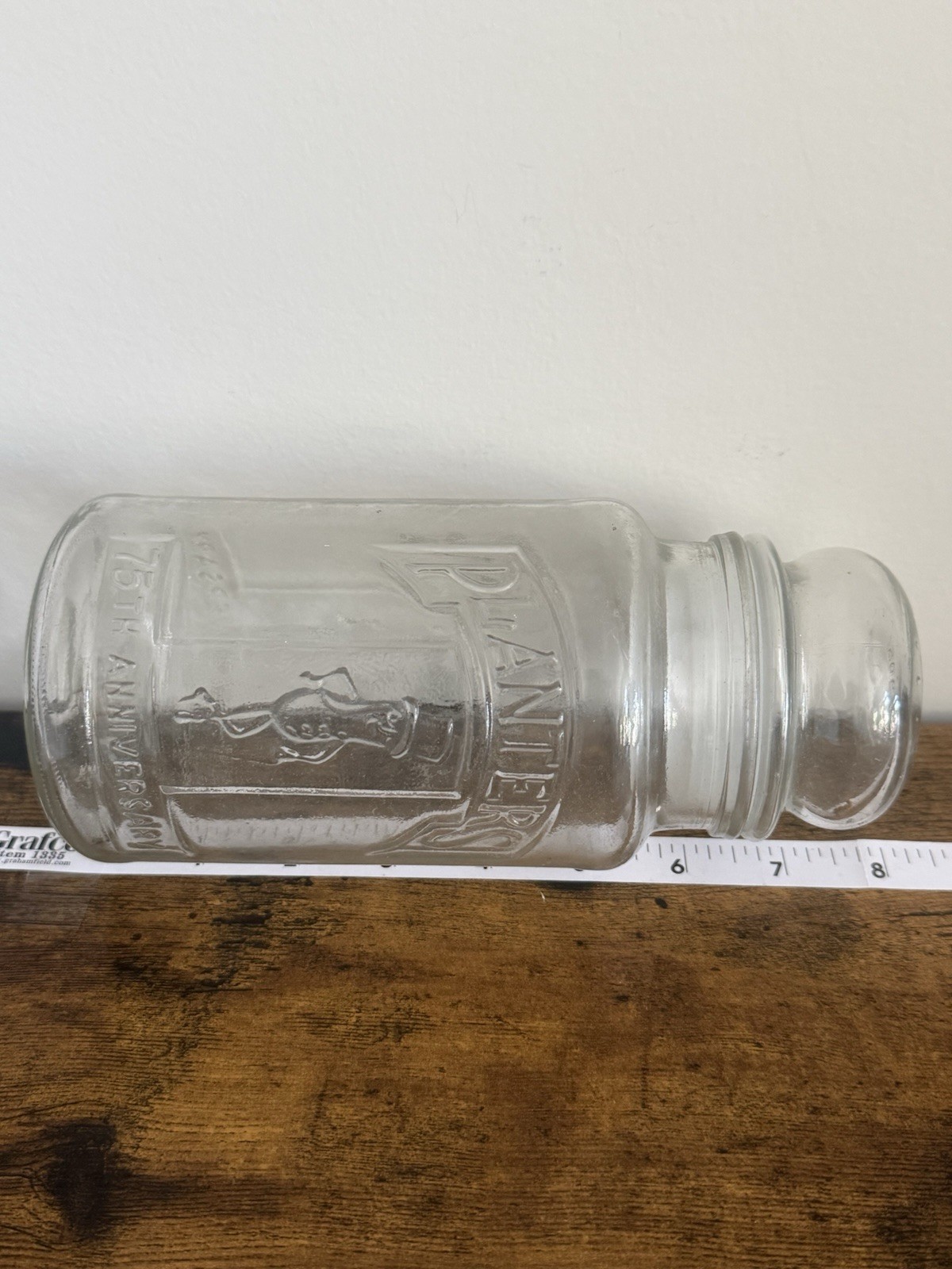 Planters Nuts 75th Anniversary Clear Glass Advertising Jar w/ Lid Candy & Nuts