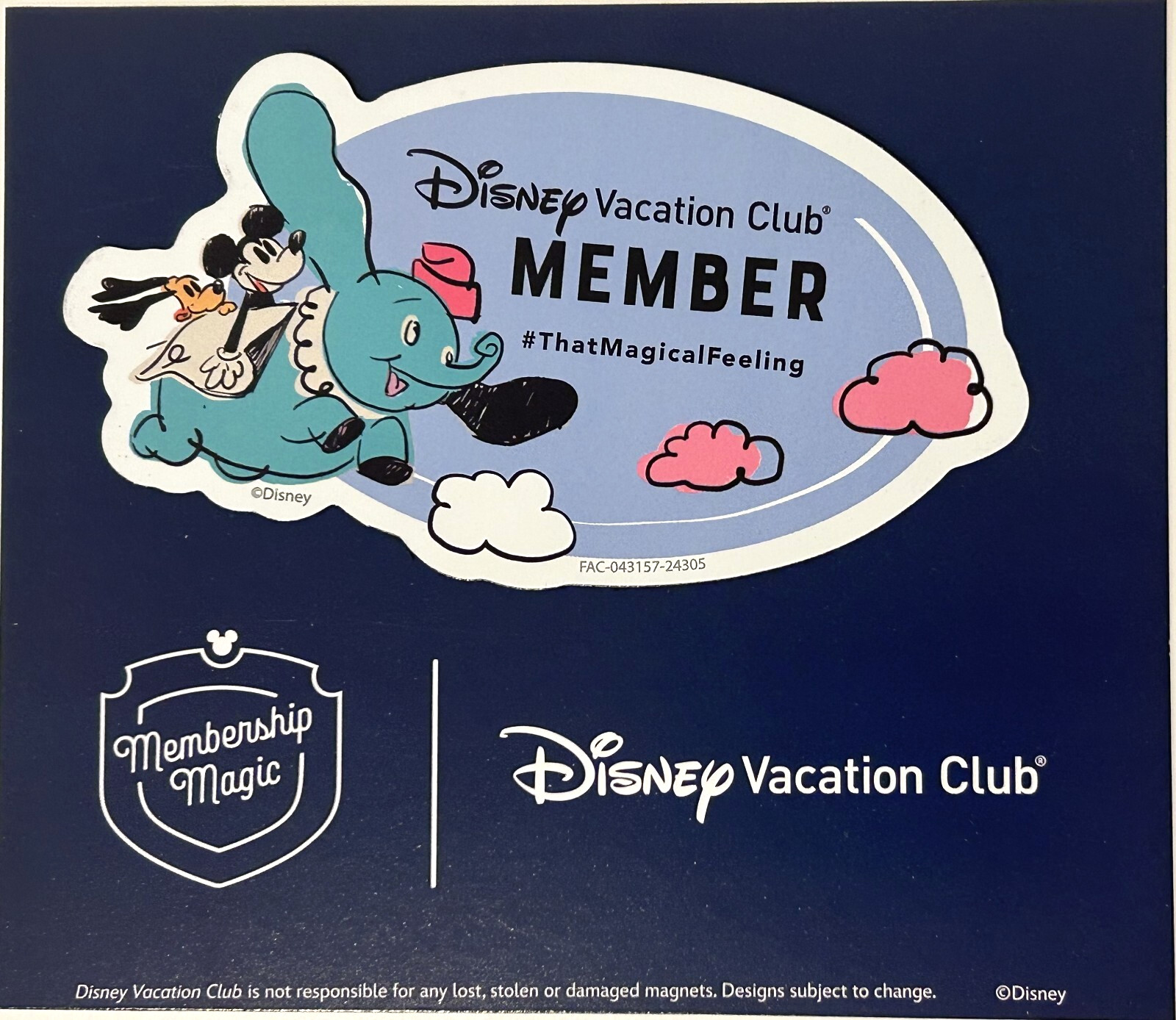 Mickey Mouse Dumbo 2026 Disney Vacation Club DVC Member Magnet Magic Kingdom New