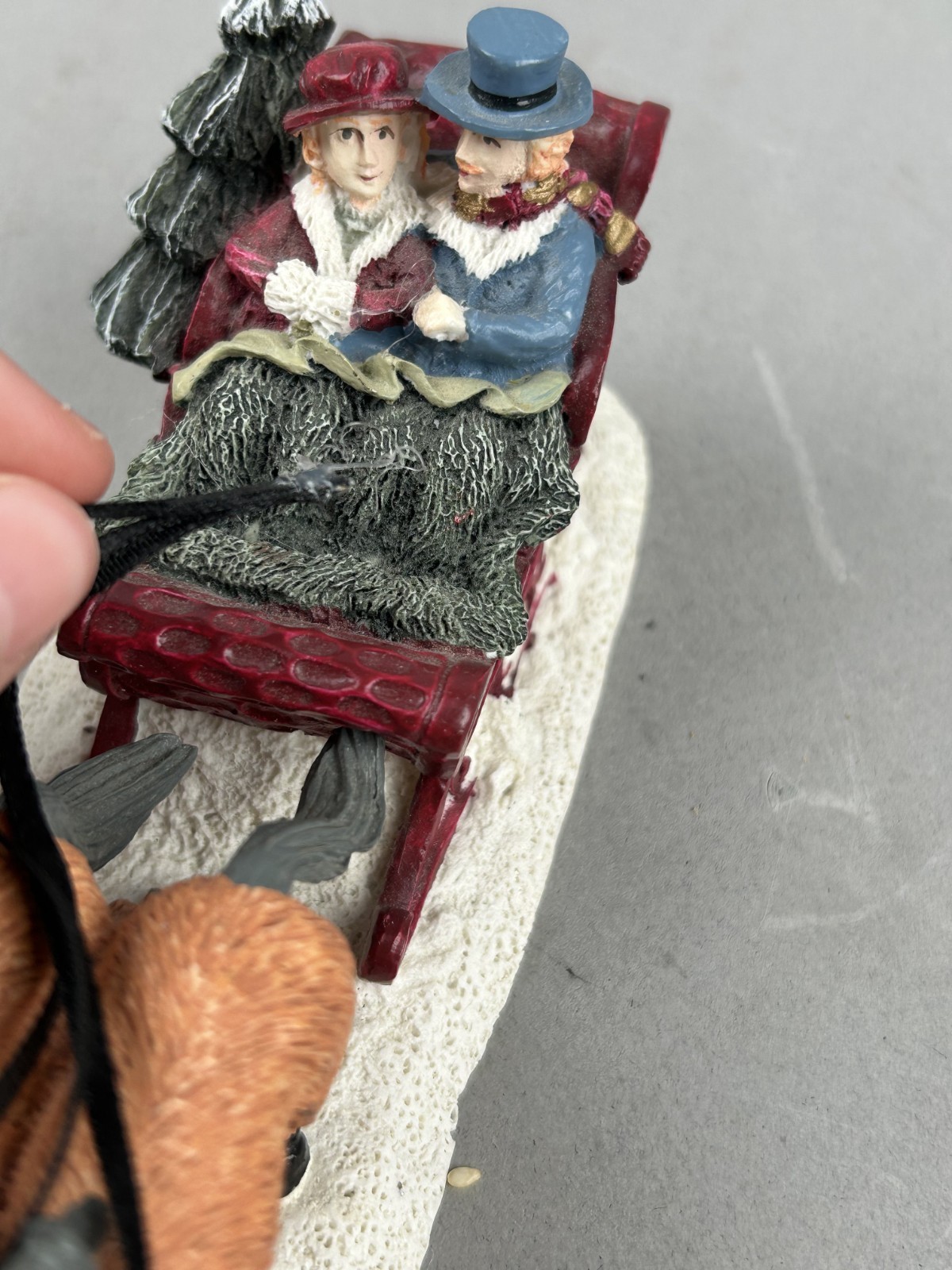 Vintage 1991 Mervyn’s Village Square Christmas Horse Drawn Sleigh Ride Figurine