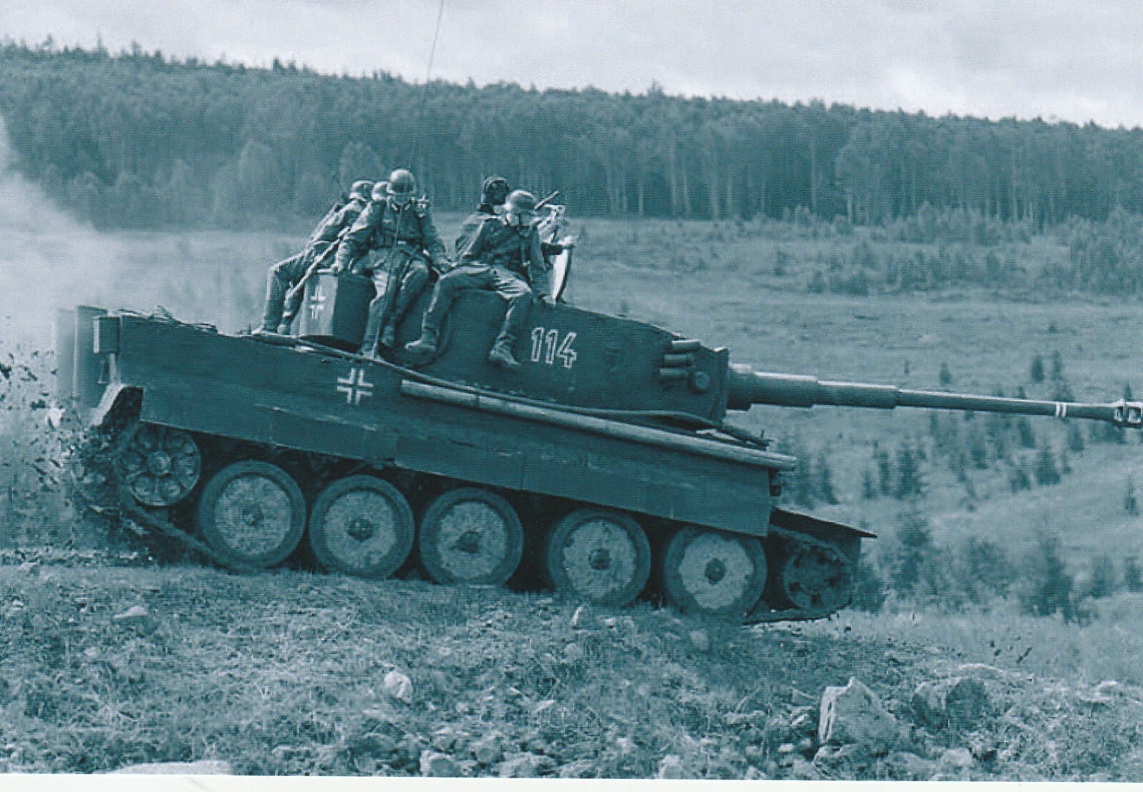 WW II German Photo —- Soldier Riding On Tiger Tank