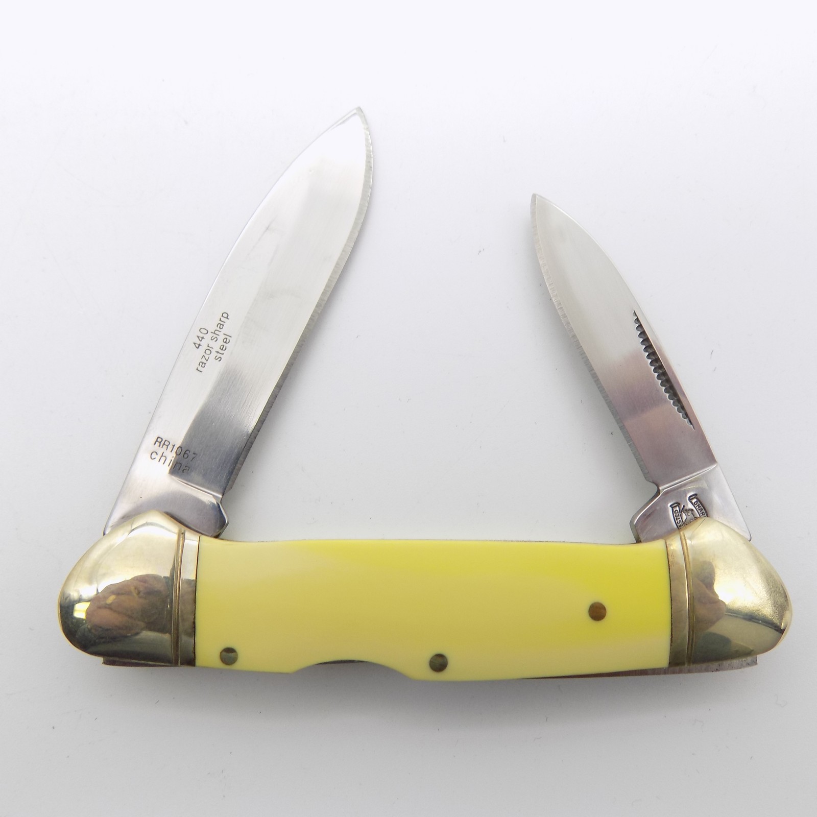 Rough Rider RR1067 Yellow Bone Trapper Canoe Pocket Knife Stainless Steel New