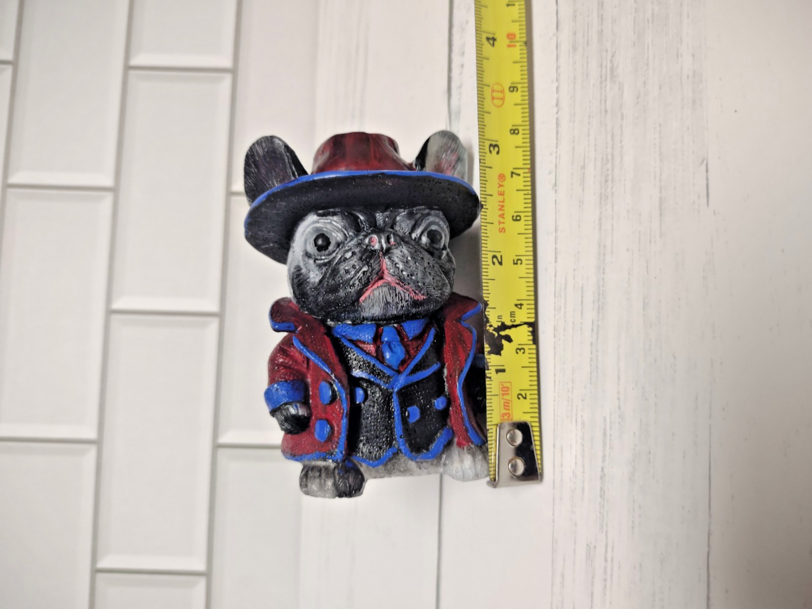 Formal Dressed Bulldog/Frenchie Figurine Handmade Paperweight Resin 3.25″
