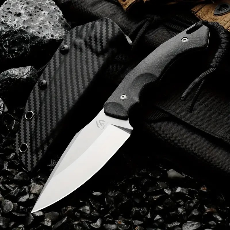New 8.66″ Full Tang Knife Chrome Vanadium Steel Blade Linen Handle Kydex Sheath