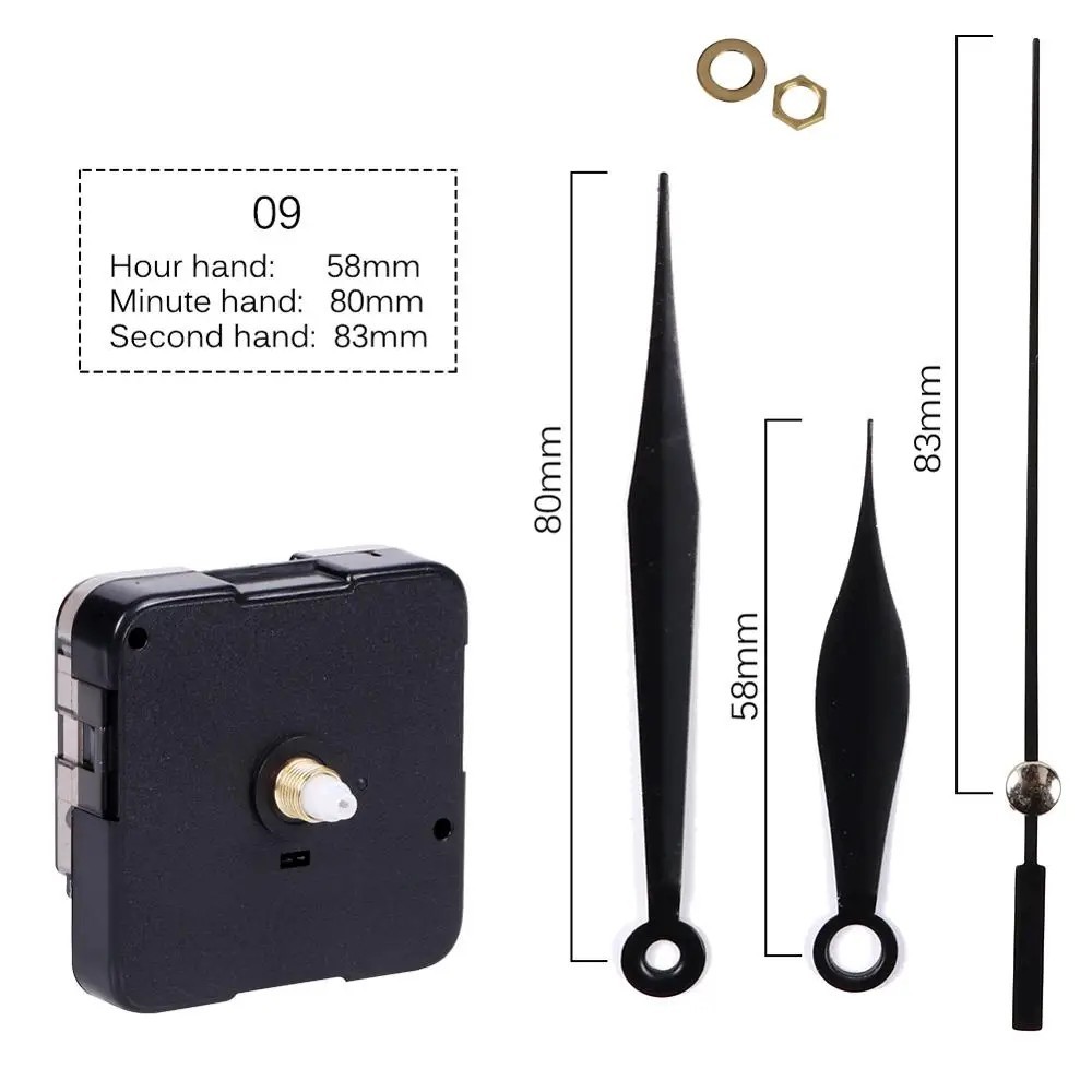 Silent Quartz Clock Movement Mechanism DIY Wall Repair Kit Long Shaft with Hand.