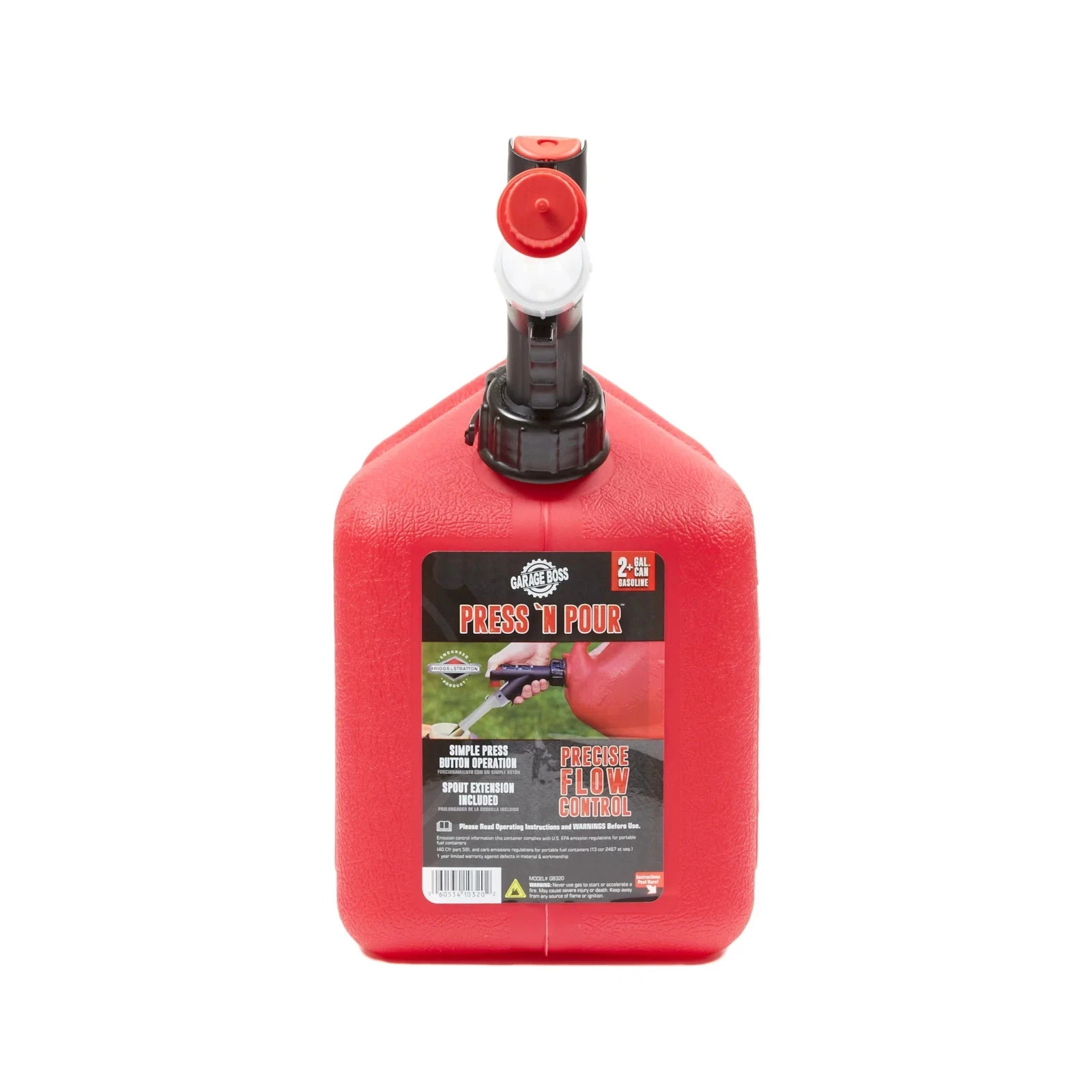 Briggs & Stratton 2+ Gallon Garageboss Press ‘N Pour Gas Can | GB320 Red Fuel