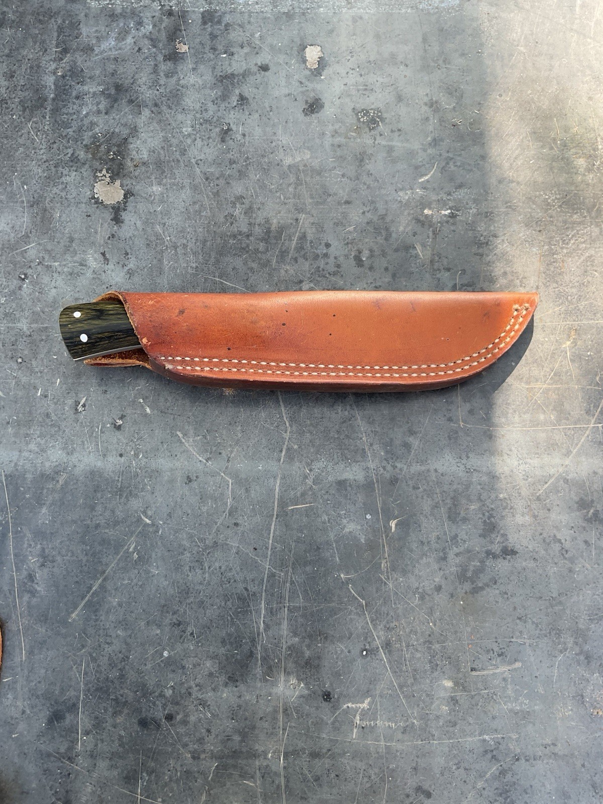 Dunn Custom Handmade Fixed Blade Hunter Skinner Knife w/ Leather Sheath