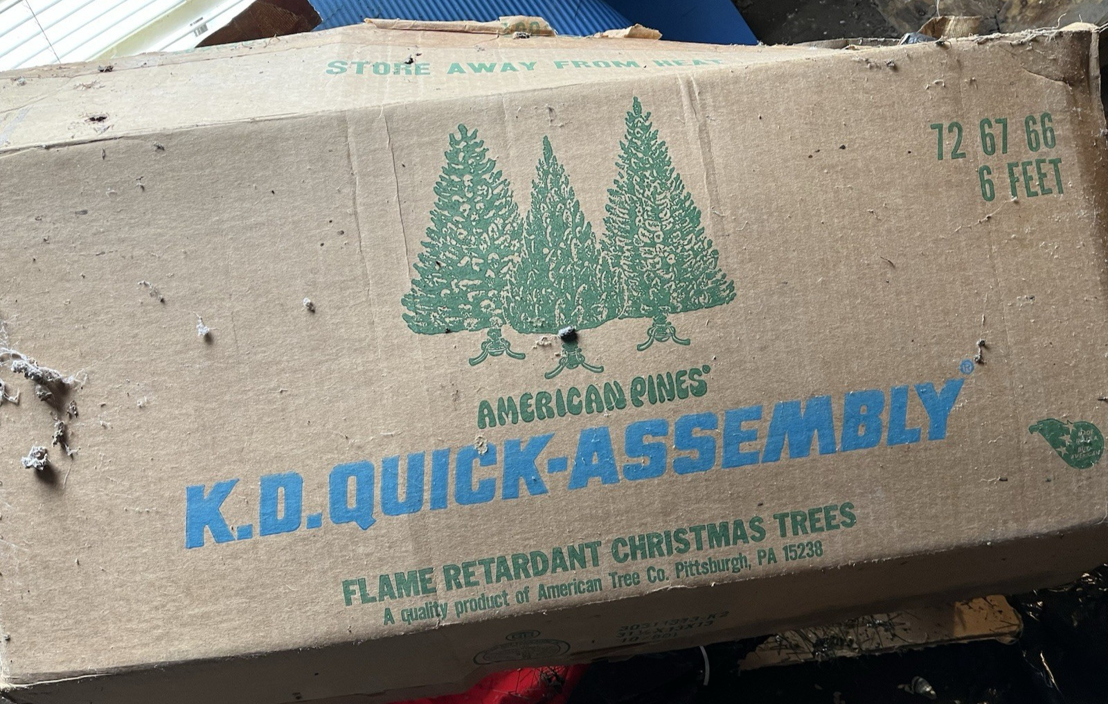Vintage 1970s 6′ Scotch Pine Artificial Christmas American Tree Co Bottle Brush