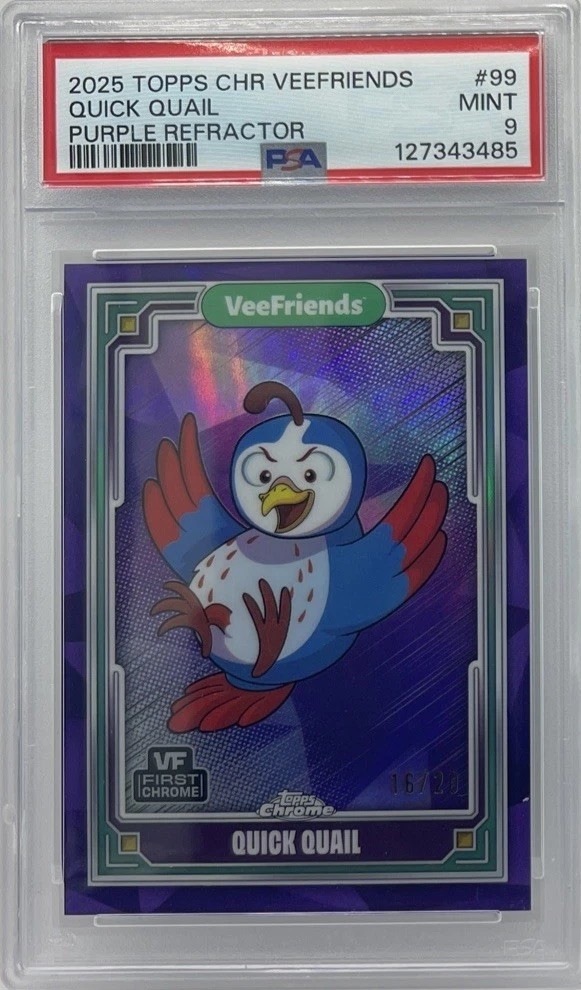 2025 Topps Chrome VeeFriends Quick Quail #99 Purple Refractor #16/20 PSA 9 SSP