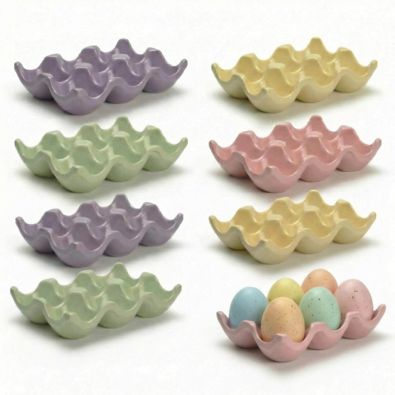 Chengu 8 Pack 6 Cups Egg Tray Holders 5.71 x 3.74 x 1.18 inches, Multicolor
