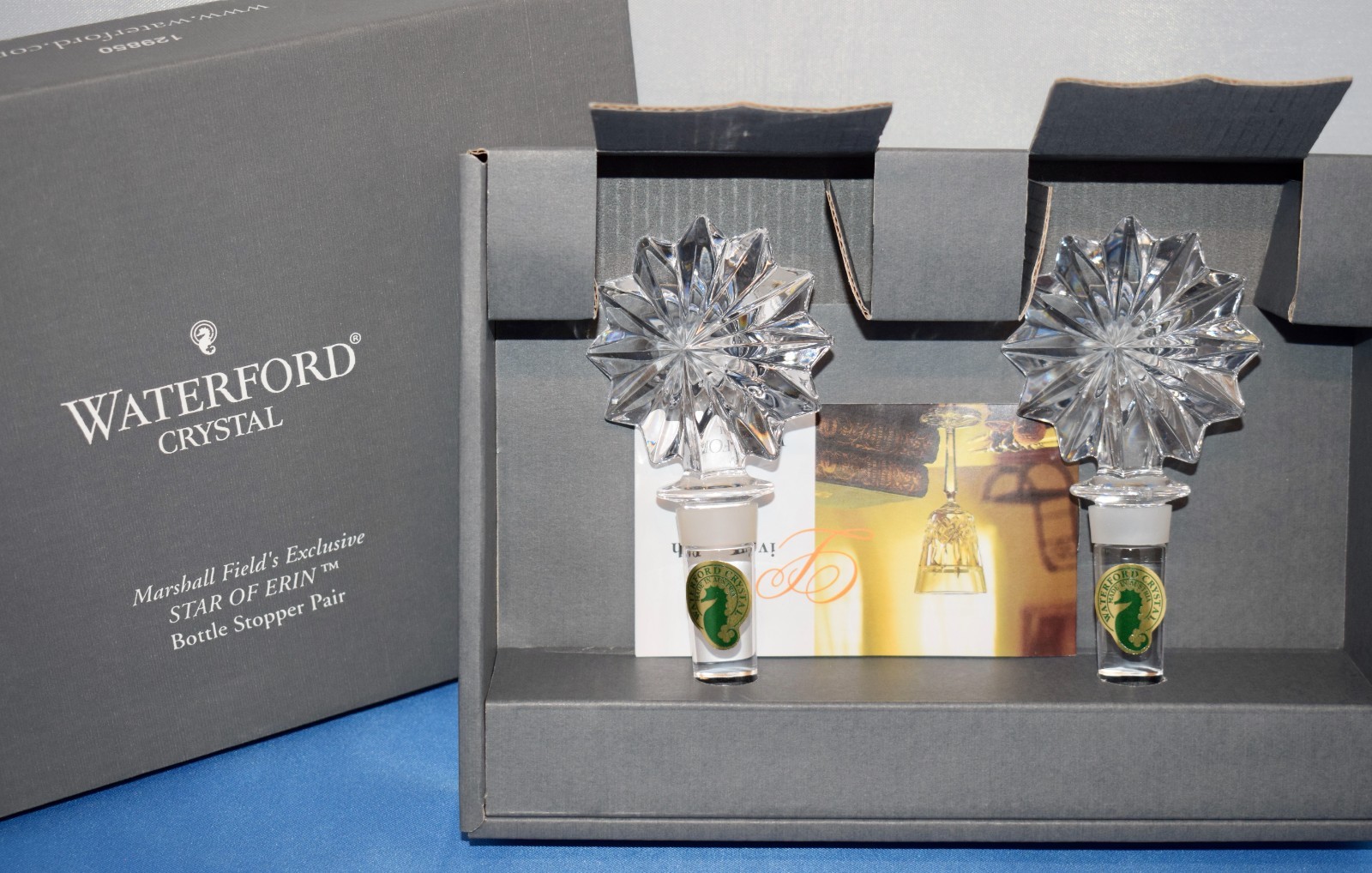 Waterford Crystal Star of Erin Clear Wine Bottle Stopper Set 127817 ~ NIB ~P2