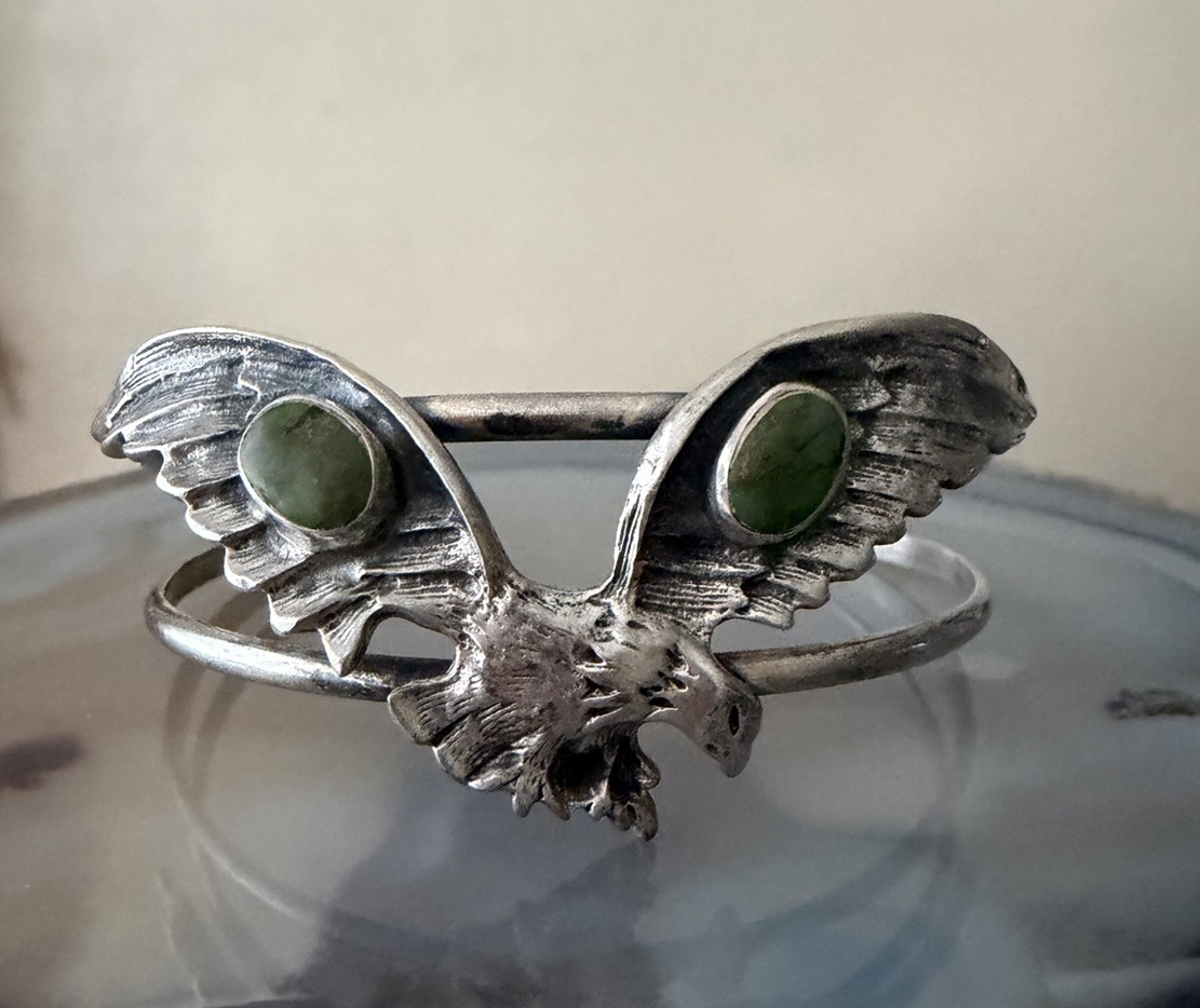 Vintage Sterling Silver Eagle Cuff Bracelet( Unmarked Tst)