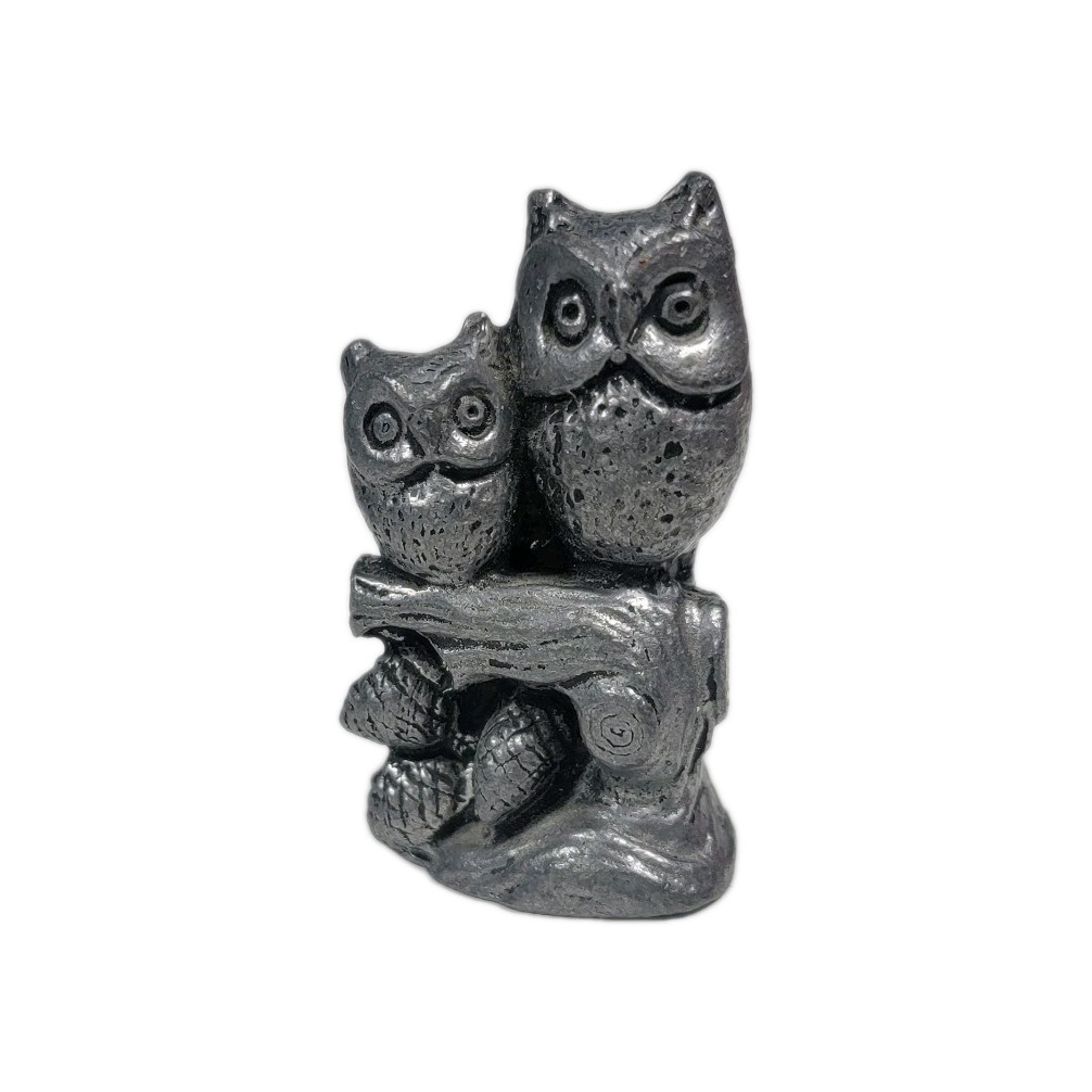 Vintage Pewter Adult and Baby Owl Figurine 2.25 Inch tall and weighs 7.4 ounces