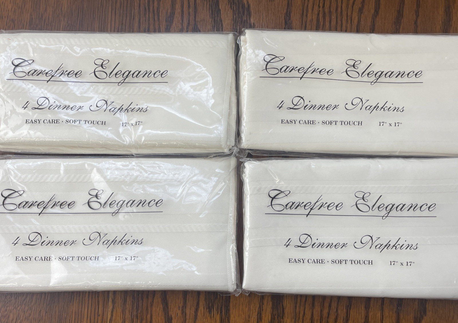 Bardwil Dinner Napkins Ivory Linen Easy Care Soft Touch 17″ x 17″ 4 Packs/16