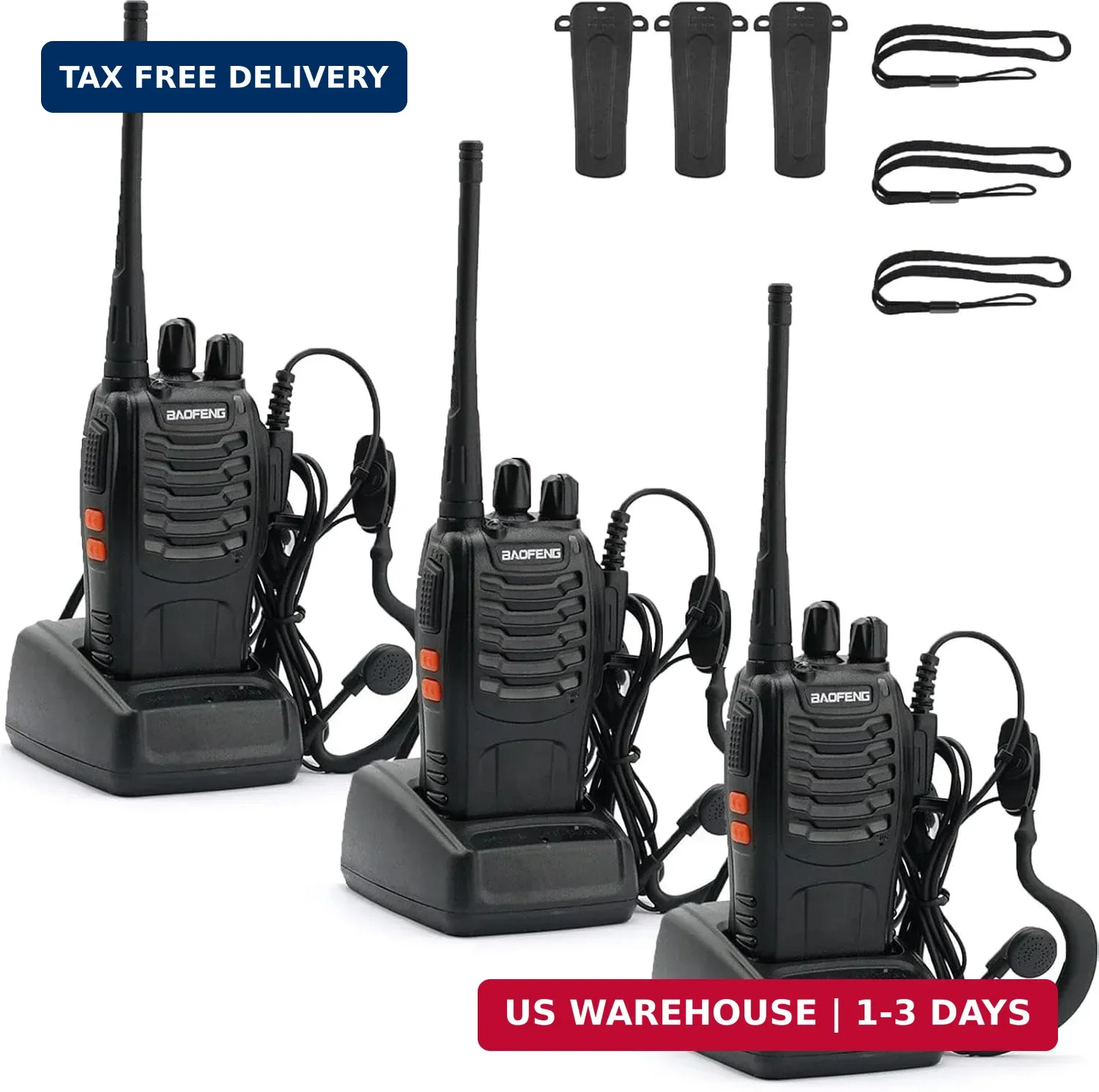 BAOFENG BF-888S Walkie Talkies Long Range for Adults with Earpieces,16 Channel W