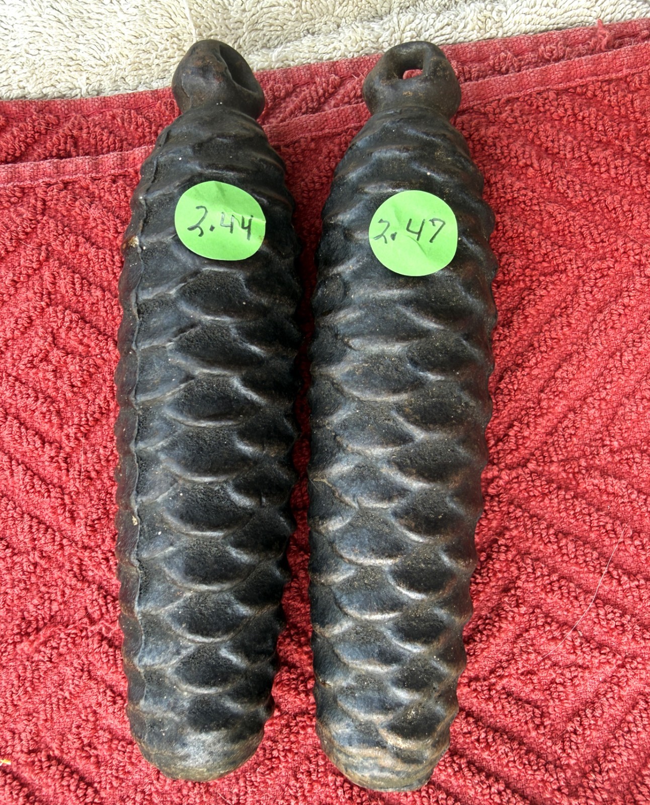 SET OF TWO (2) CUCKOO CLOCK PINE CONE STYLE WEIGHTS/2-LB. 4.7 OZ & 2-LB.4.5 OZ