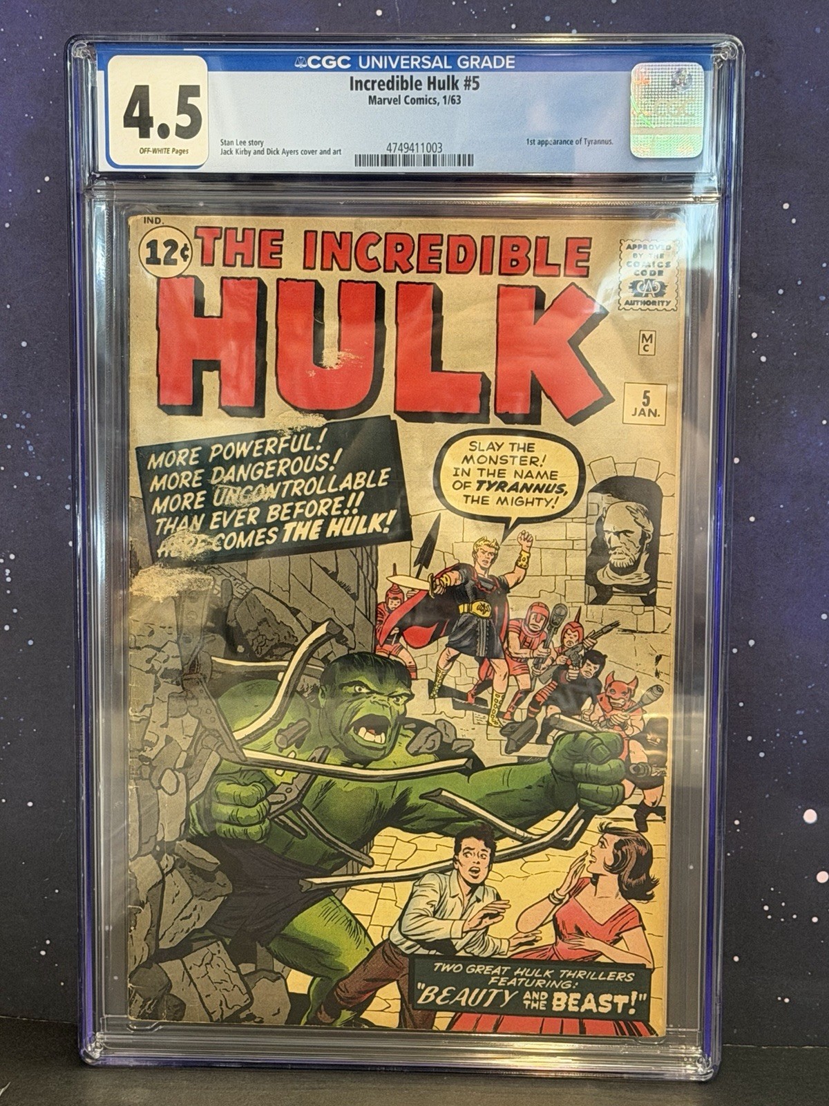 1963 Marvel Hulk #5 CGC 4.5 Graded Comic Book – 1st Appearance Tyrannus