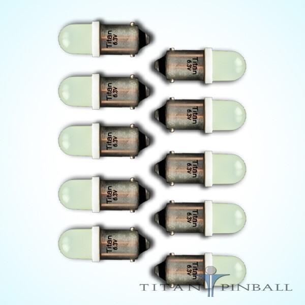 (10 Pack) – 6.3 Volt LED Bulb Frosted 44/47 Bayonet (BA9S) Pinball – COOL WHITE