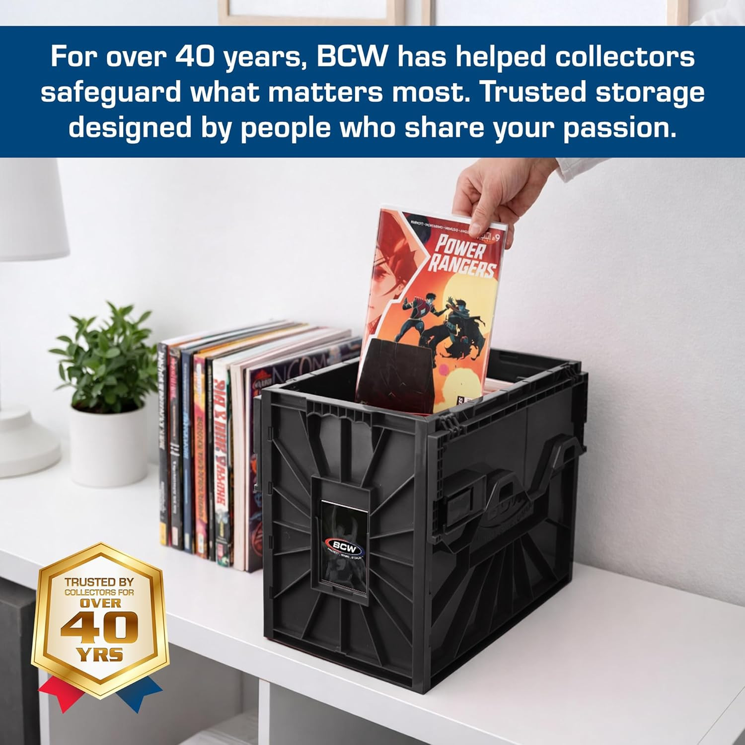 Comic Book Bin – 5 Pack, Holds 150 Comics, Stackable, Acid-Free, Black