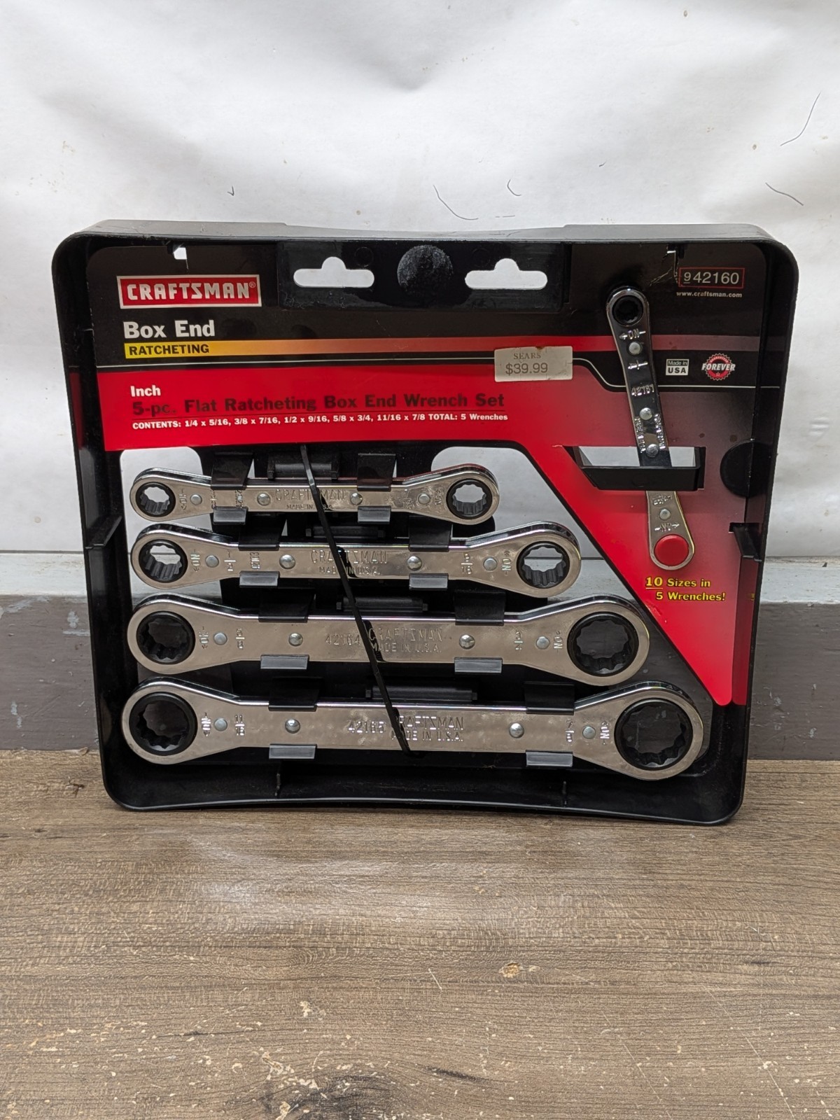 VINTAGE NOS CRAFTSMAN RATCHETING BOX END WRENCH SET 5PC, 1/4″ TO 7/8″ #42160