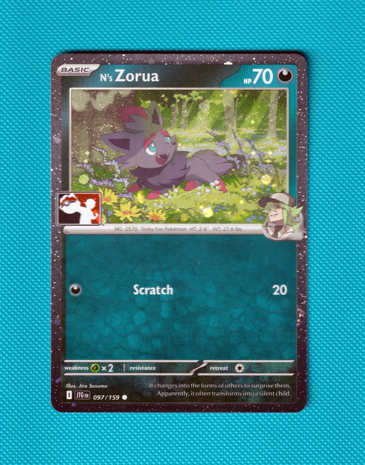 N’S Zorua 097/159 Cosmo Holo Prize pack series 9 Play! Stamp Journey Together