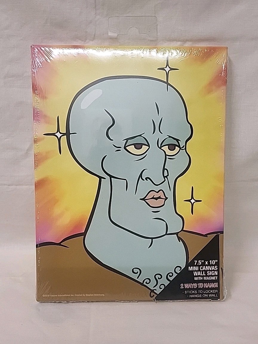 Handsome Squidward Mini Canvas Wall Sign 7.5×10 Magnet New SpongeBob Squarepants
