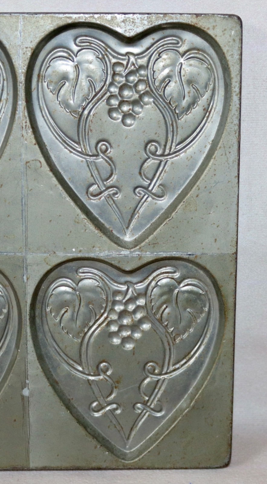 Heart With Grape Cluster & Vines 6 Chocolate Candy Metal Mold