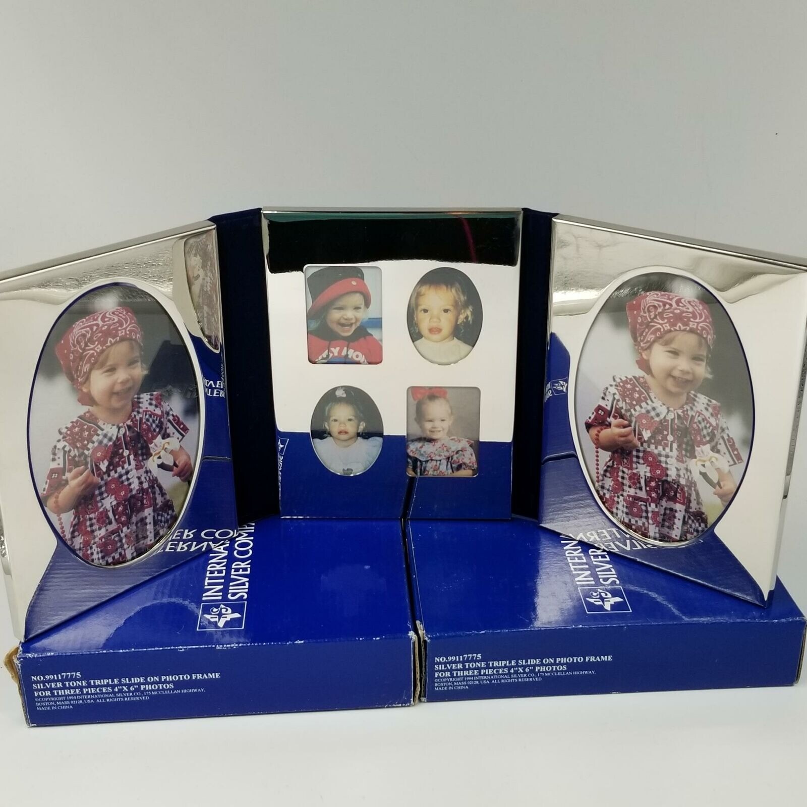 International Silver Company Silver Plate Tri Fold Photo Frame New
