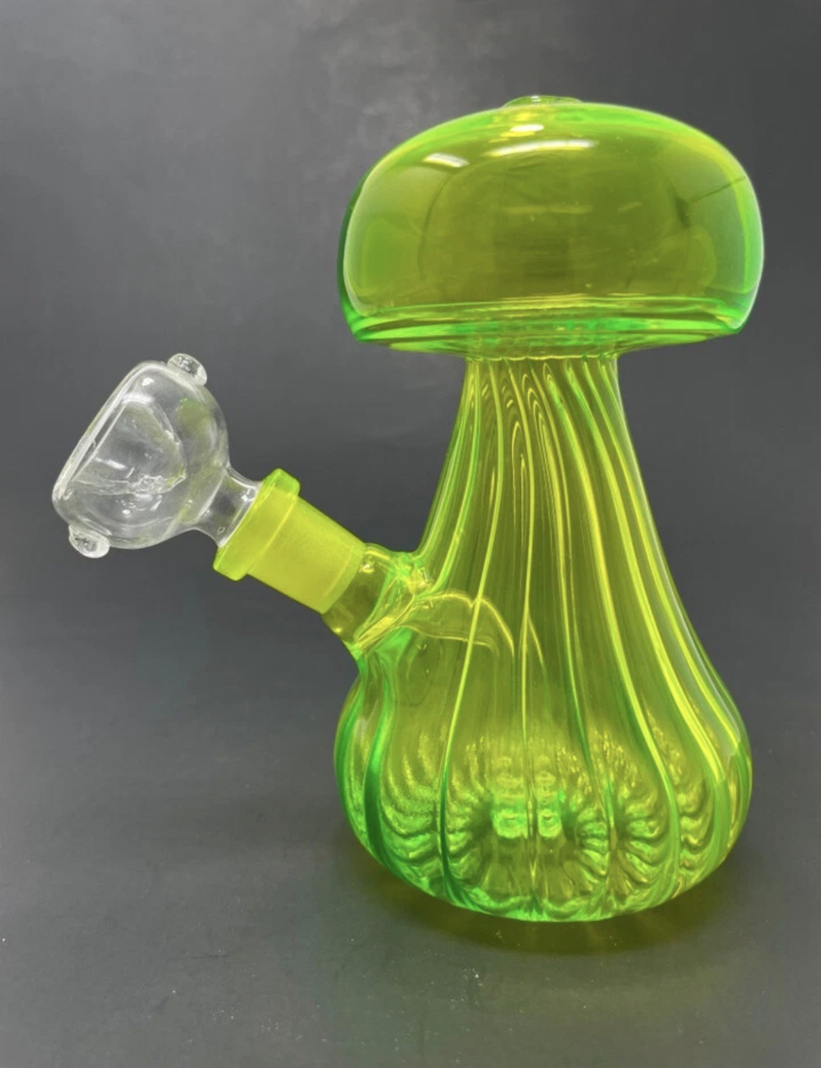 Hookah Water Pipe Glass 5″ Neon Yellow Mushroom Shape Tobacco Bong
