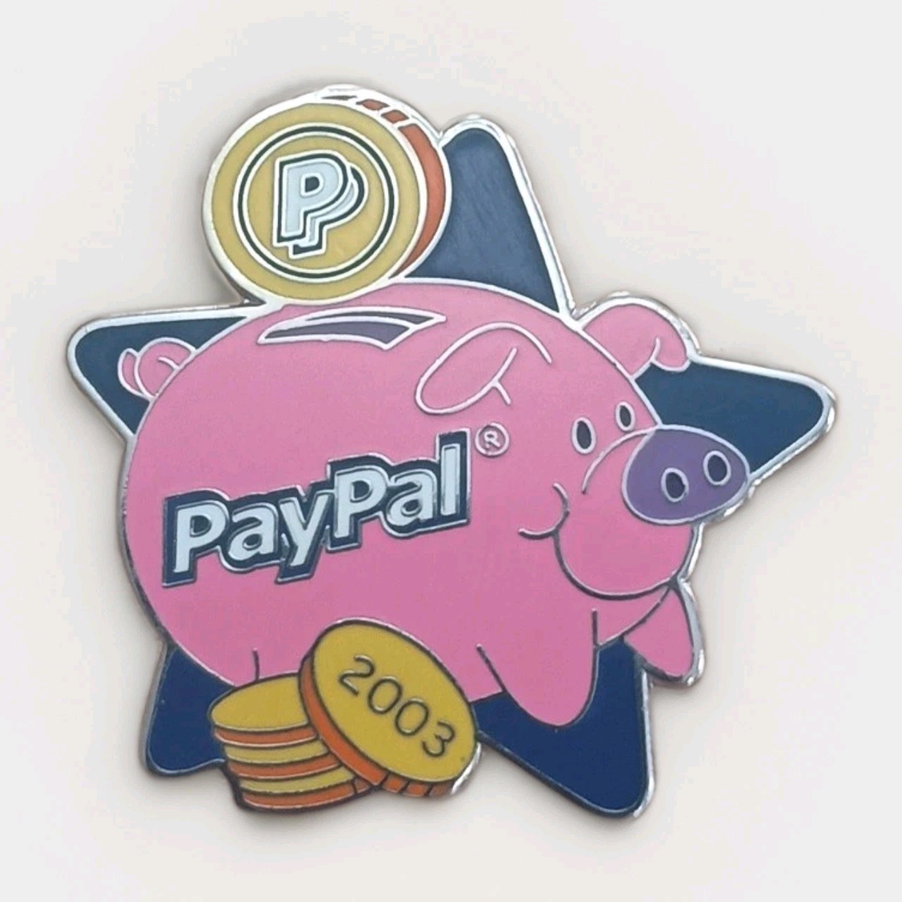 Vtg New Sealed 2003 Ebay Live PayPal Piggy Bank Enamel Hat Lapel Pin Pinback