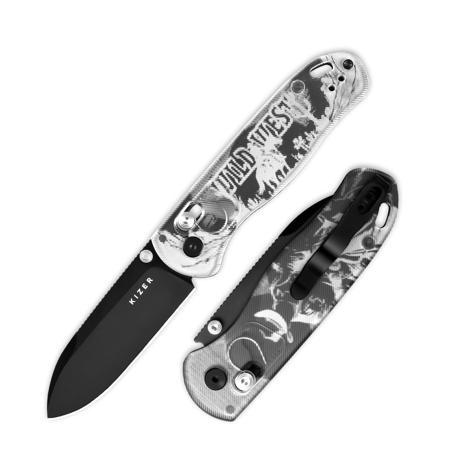 Kizer Drop Bear Folding Pocket Knife Nitro-V Blade Acrylic Handle Gift V3619A15