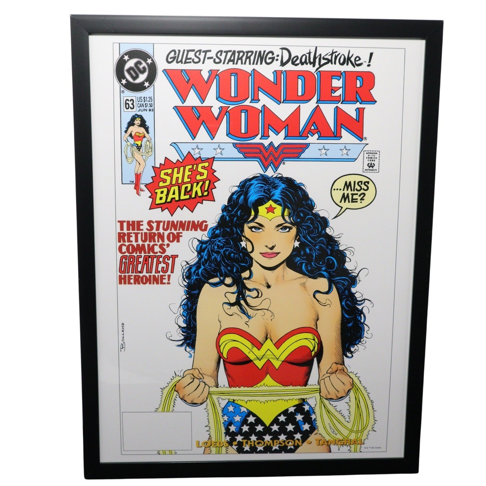 Wonder Woman Comic Cover #63 Framed 12×16 Wall Art | DC Comics by Brian Bolland