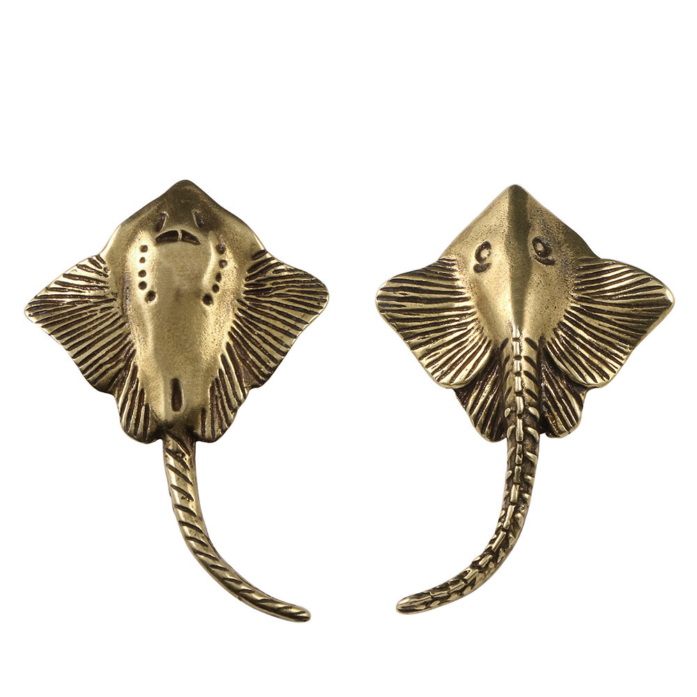 New Brass Devilfish Statue Small Fish Animal Ornament Toys Desktop Decoration
