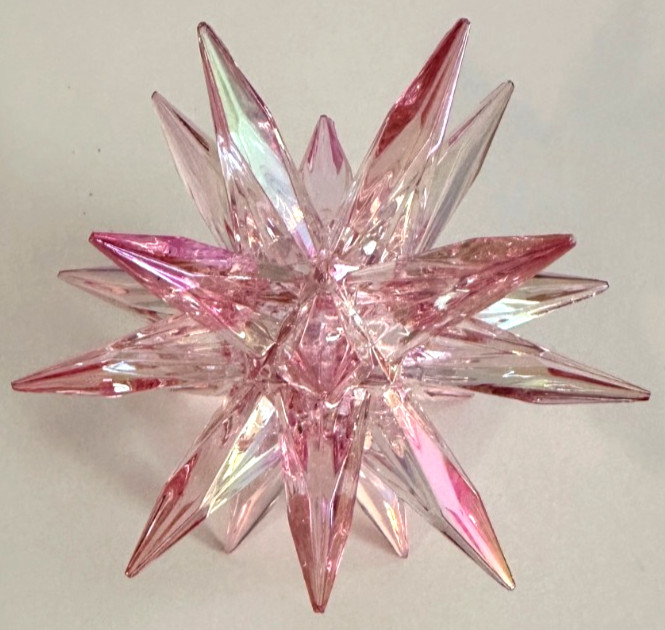 MORAVIAN AURORA IRIDESCENT PINK 3″ Topper Sputnik Star Ceramic Christmas Tree