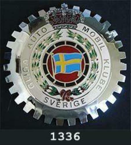 SWEDISH AUTOMOBILE CLUB GRILLE BADGE- CAR CLUB OF SWEDEN BADGE