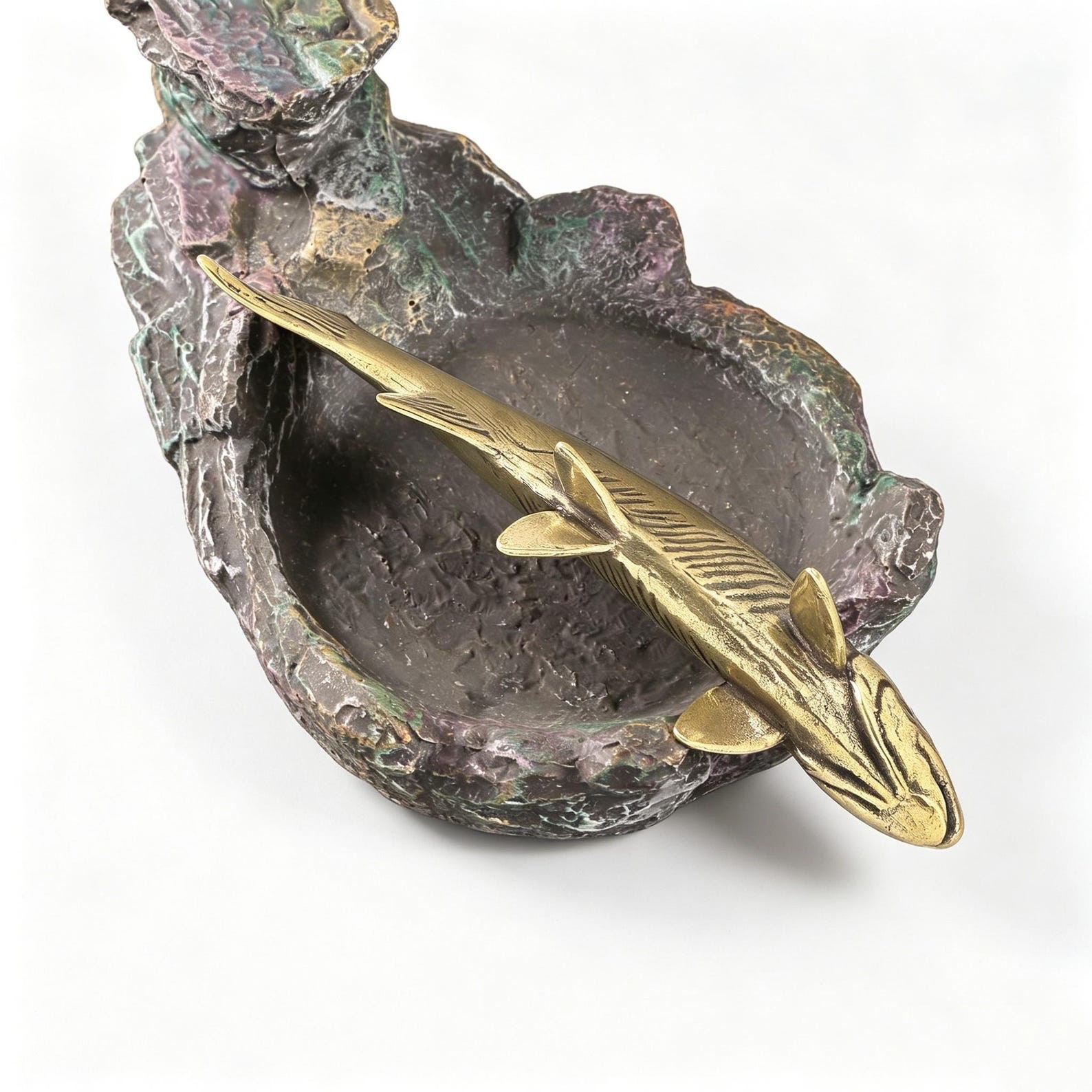 Vintage Solid Brass Pacific Salmon Statue Figurine Collectible