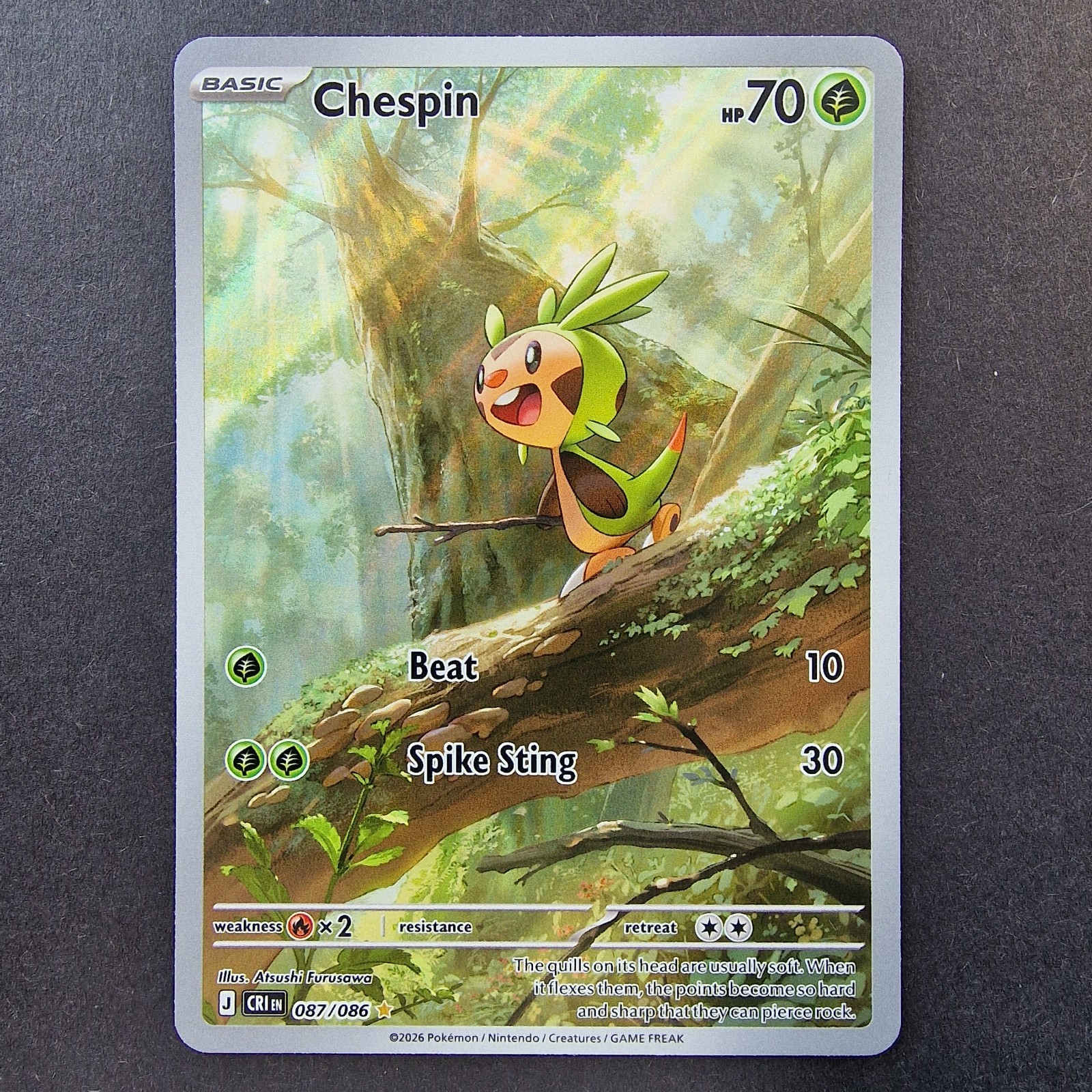 Chespin 087/086 Chaos Rising Illustration Rare Holo Pokemon TCG English Card