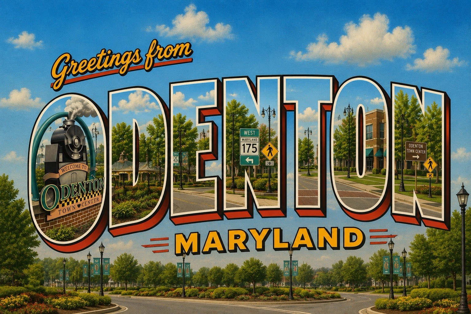 Greetings From ODENTON MARYLAND Modern Large Letter Postcard C608