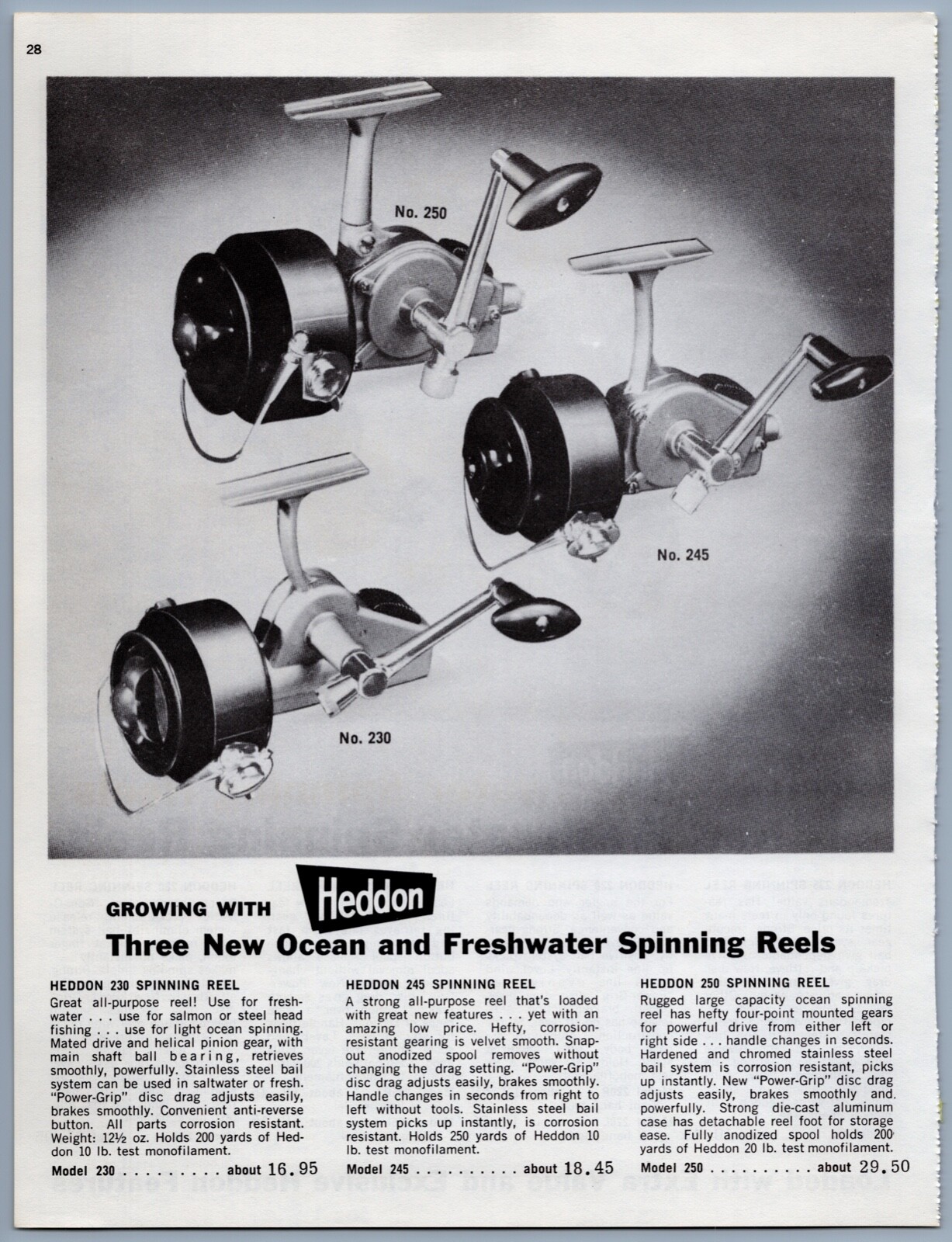 1955 Heddon Fishing Reels Print Ad Spinning Reels,Saltwater ,freshwater