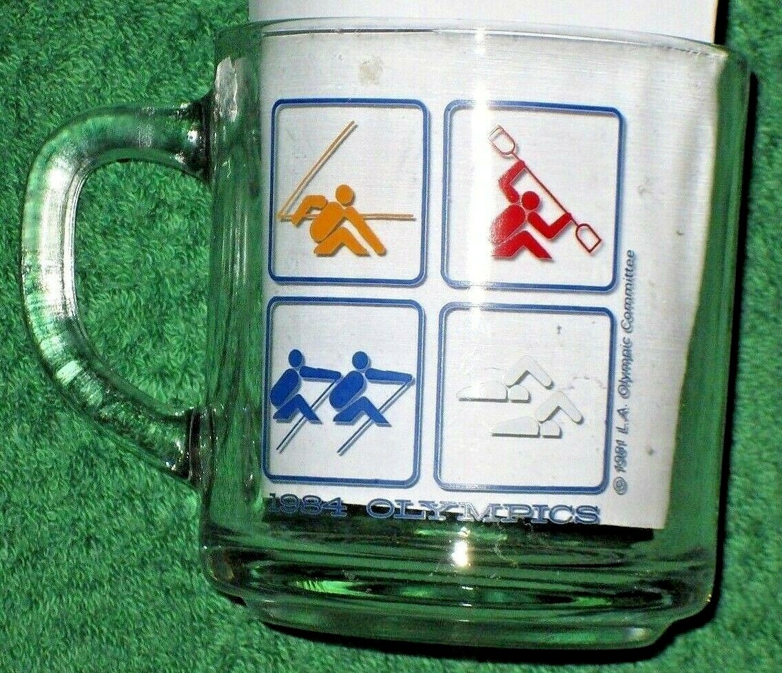 Olympics McDonalds 1984 mug glass 8 oz water sports vintage