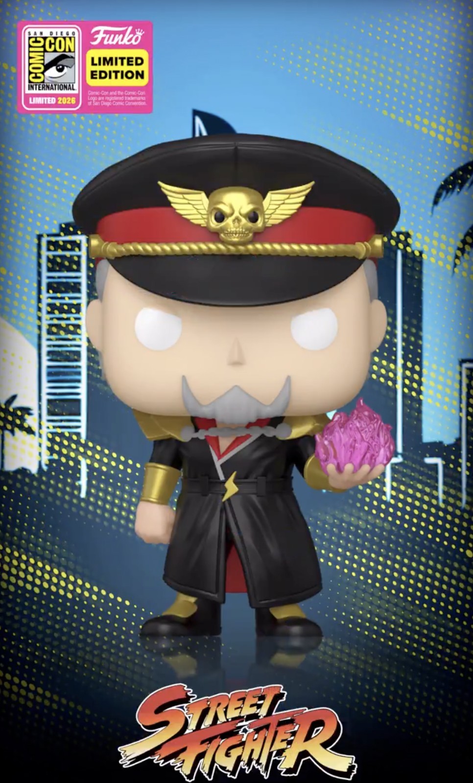 Funko Pop! Street Fighter M. Bison (Legendary) LE SDCC 2026 CON STICKER In Hand
