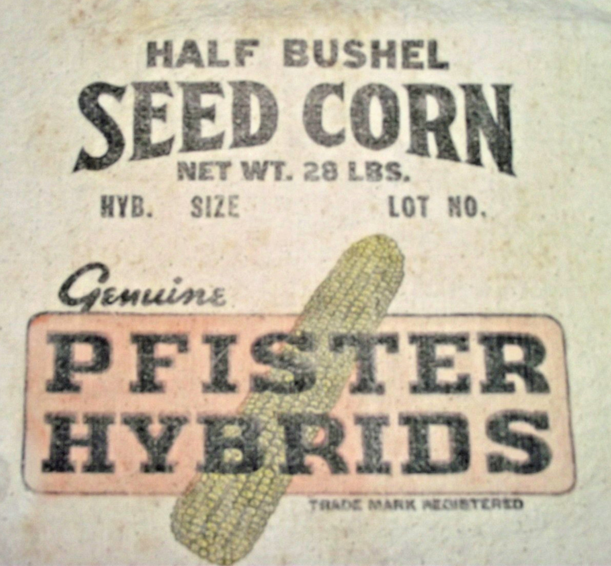 Rare “Half Bushel Seed Corn Bag” Pfister Hybrids Seed Co. W.F. Black Farms.