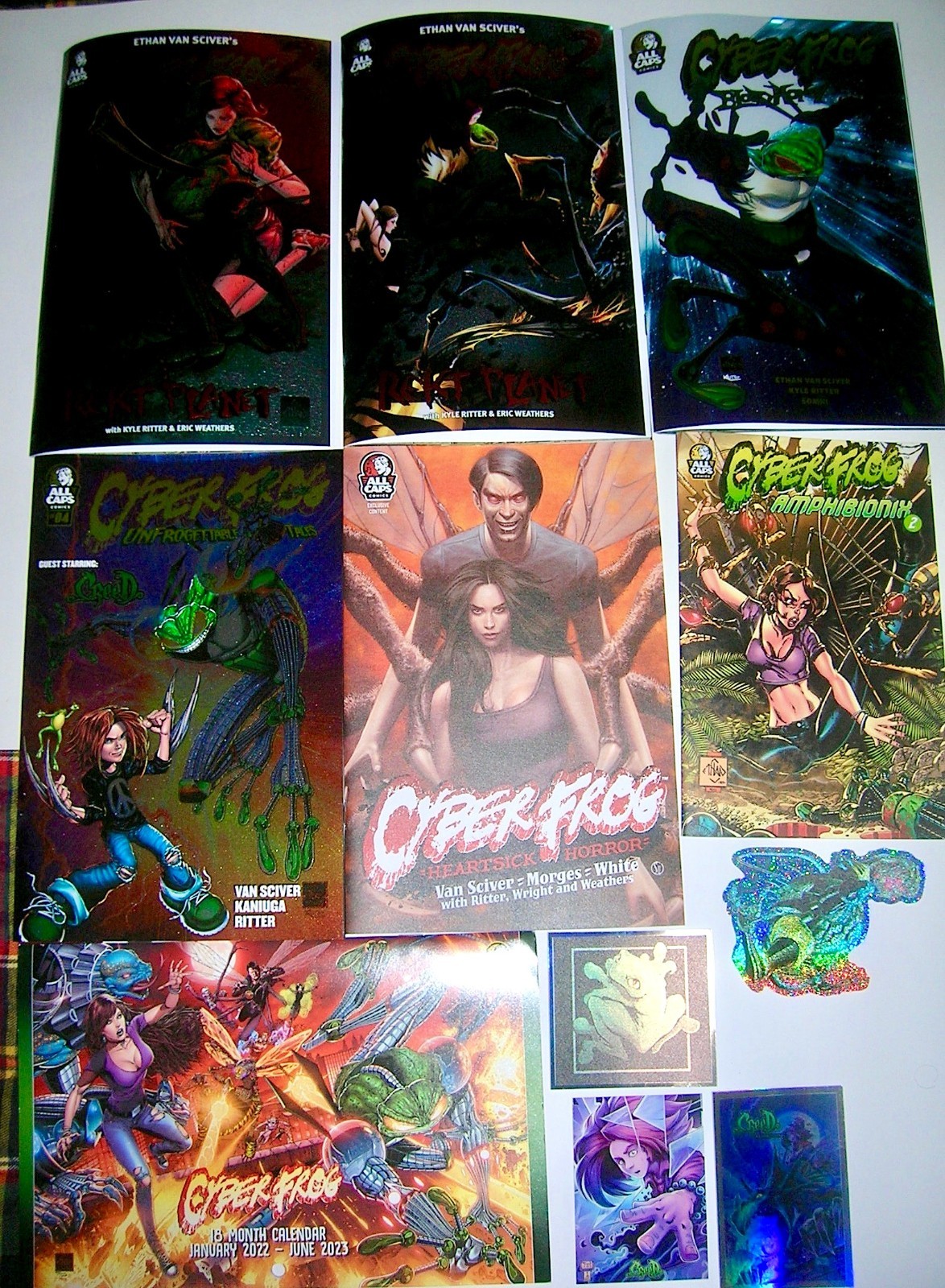 CYBERFROG: BLOODHONEY REKT PLANET CHROMIUM x3 (signed By EVS) + Extras