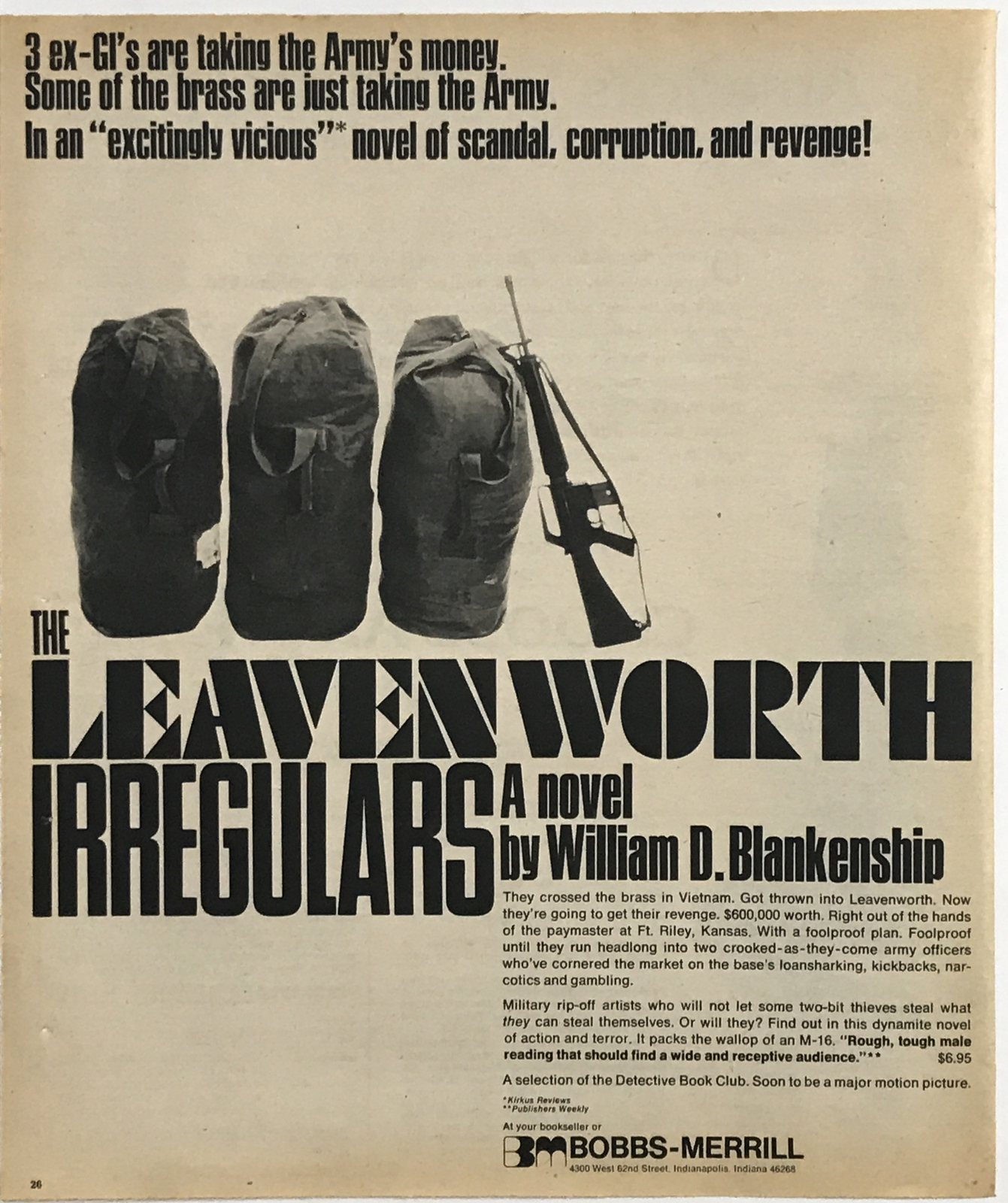 *RARE*THE LEAVENWORTH IRREGULARS – W.Blankenship 1974 Novel Print Ad 26x31cm NYT