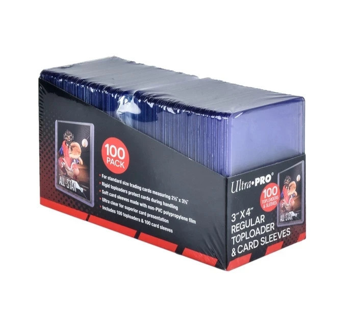 x100 Ultra PRO Regular 3″x4″ Toploader + x100 Card Sleeves Topps Pokemon TCG